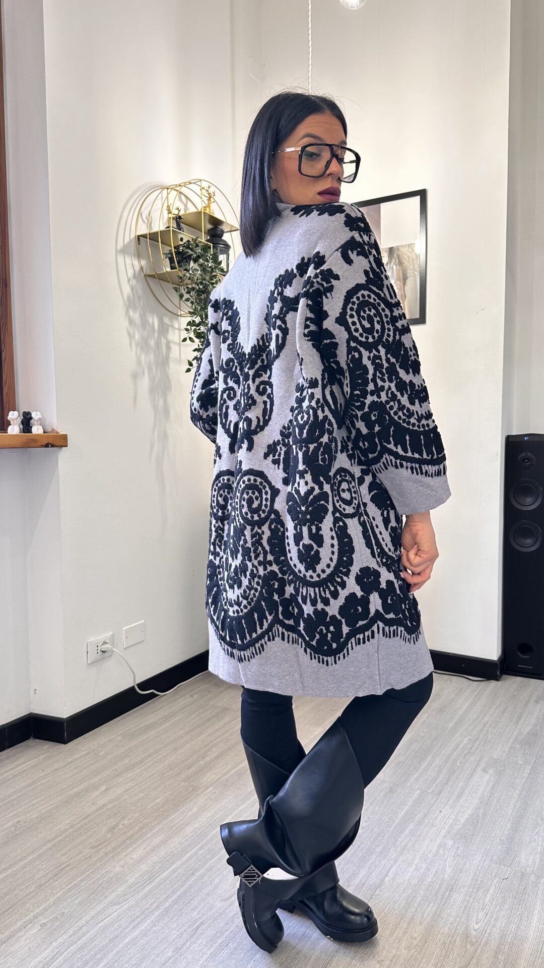 CARDIGAN CON RICAMI GRIGIO