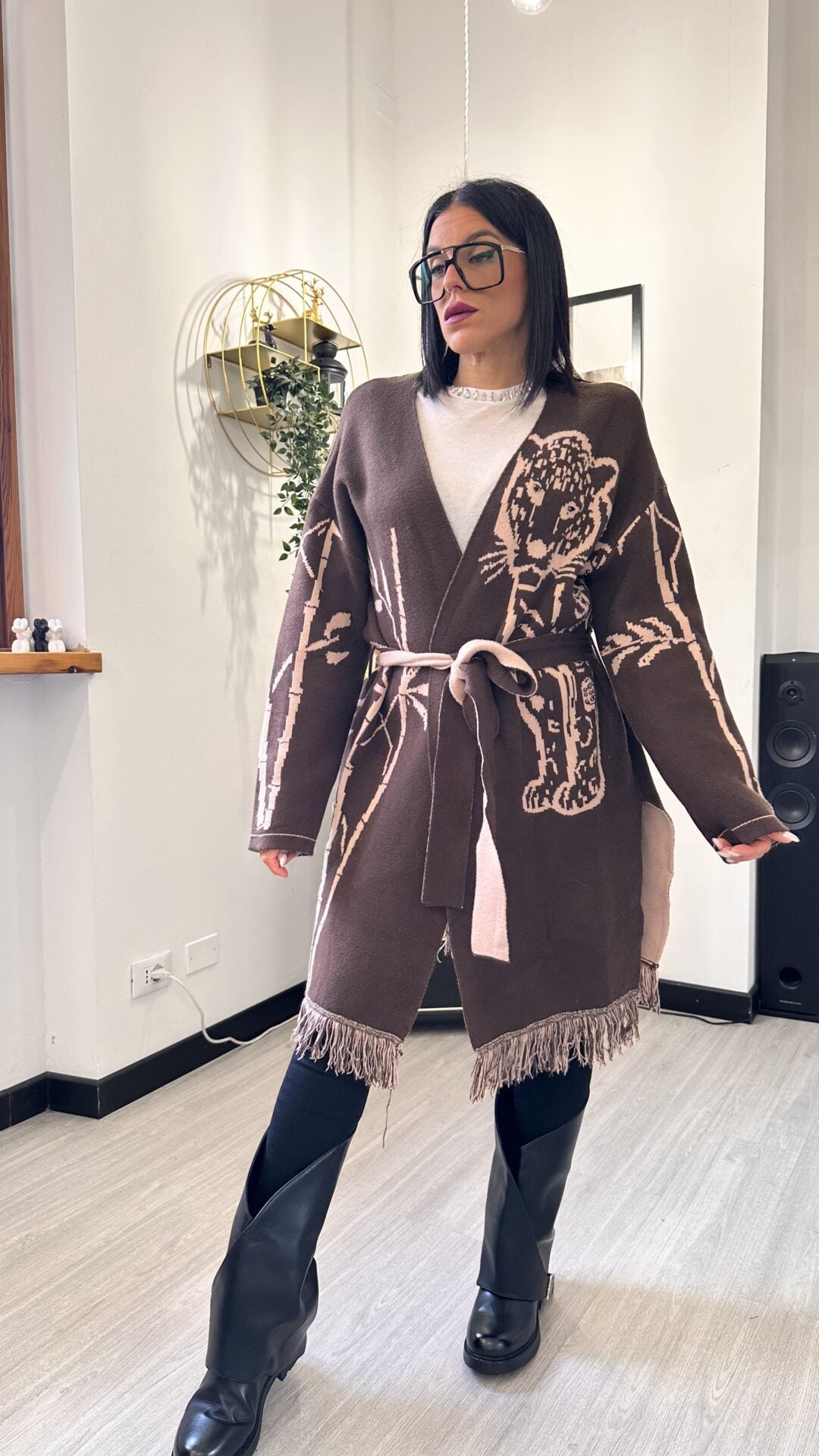CARDIGAN TIGER MARRONE