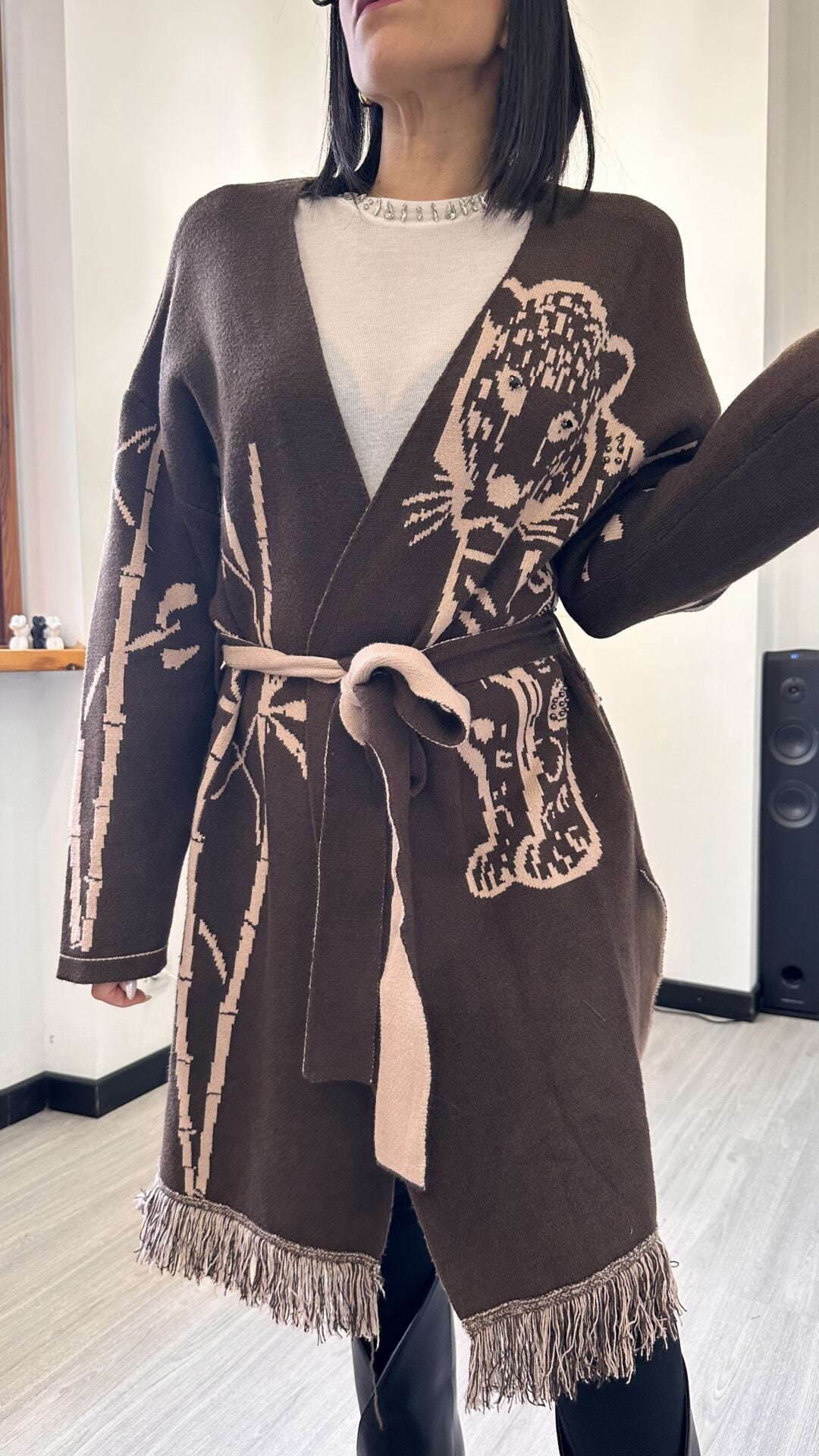 CARDIGAN TIGER MARRONE