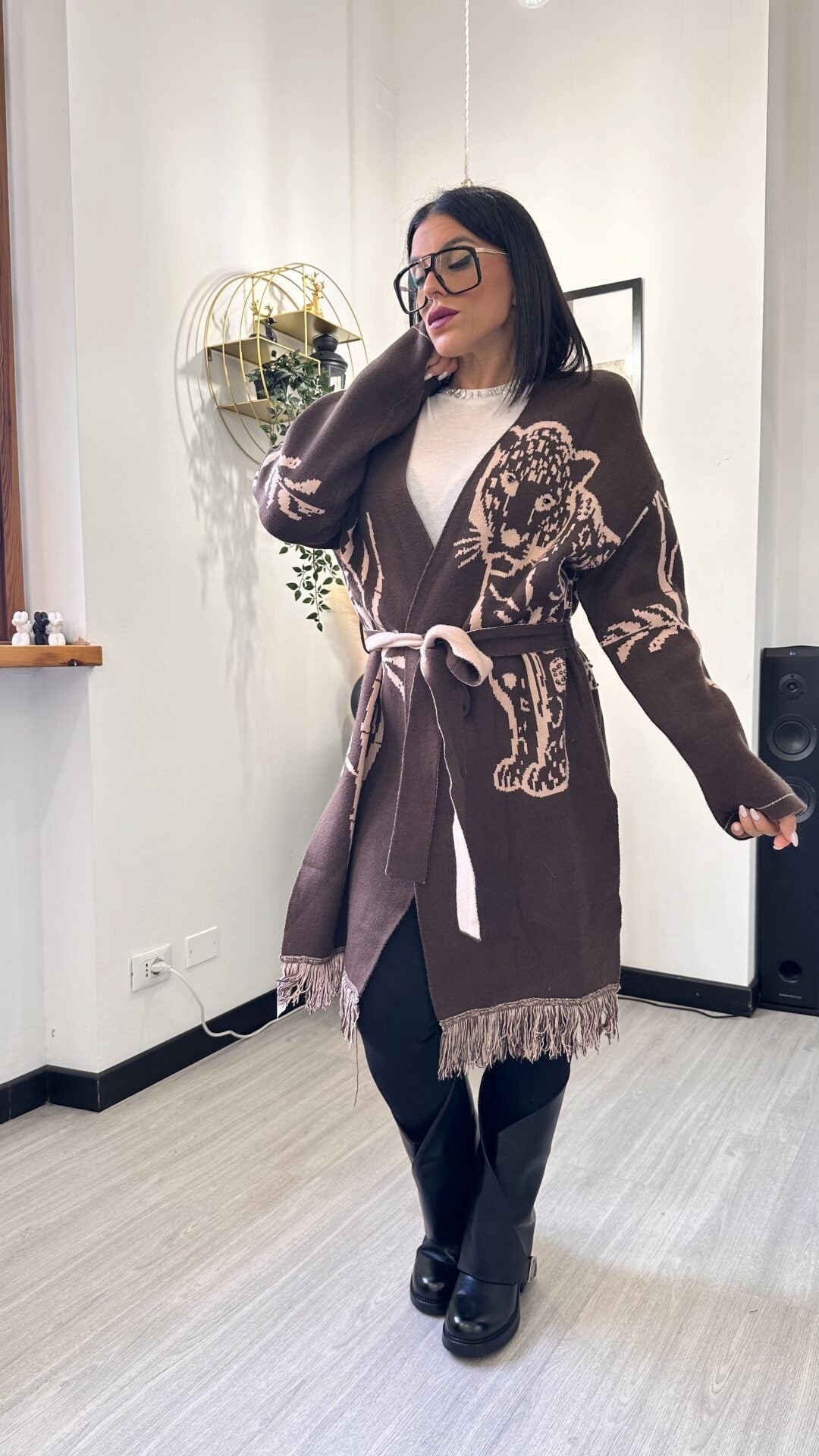 CARDIGAN TIGER MARRONE