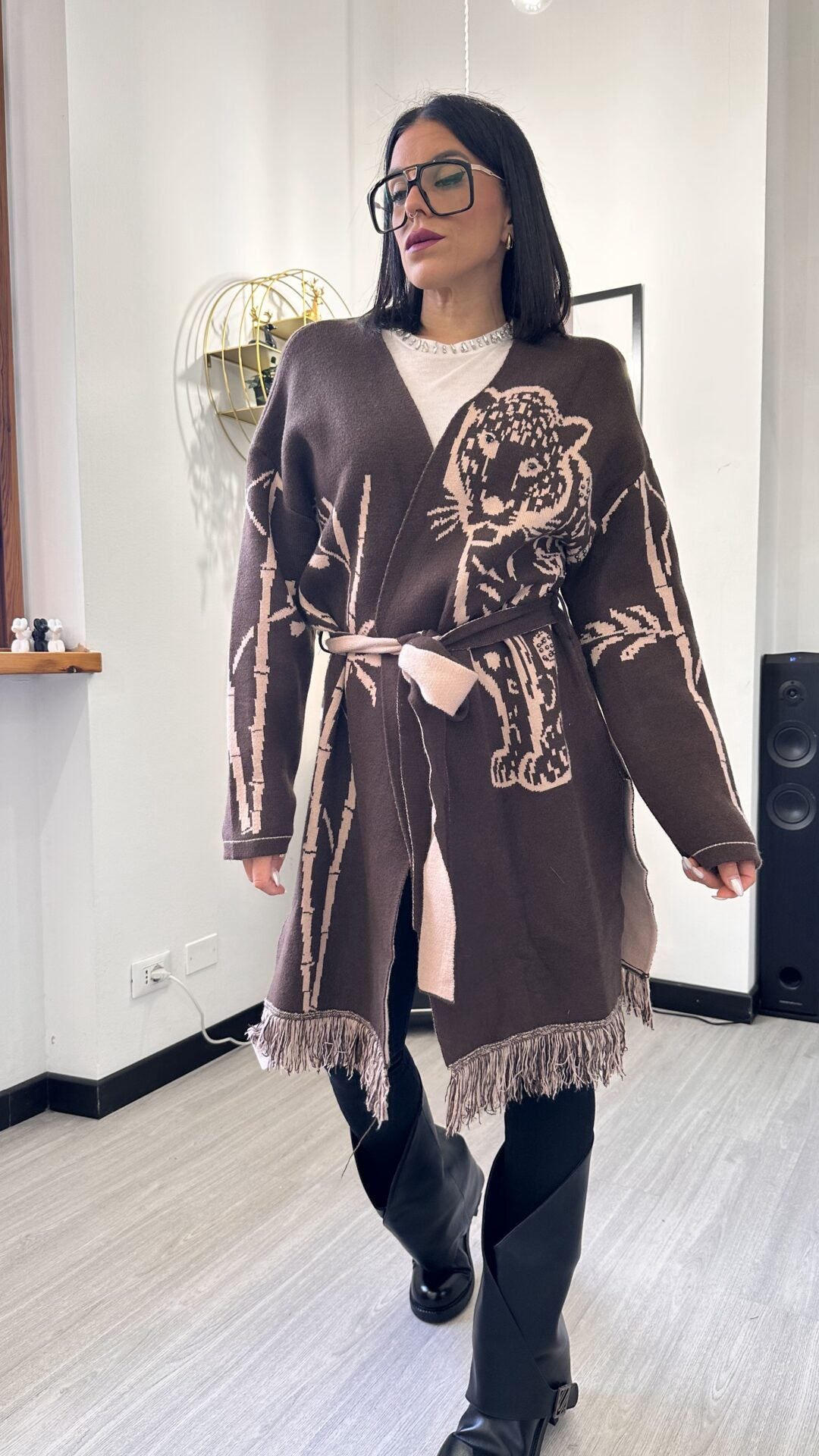 CARDIGAN TIGER MARRONE