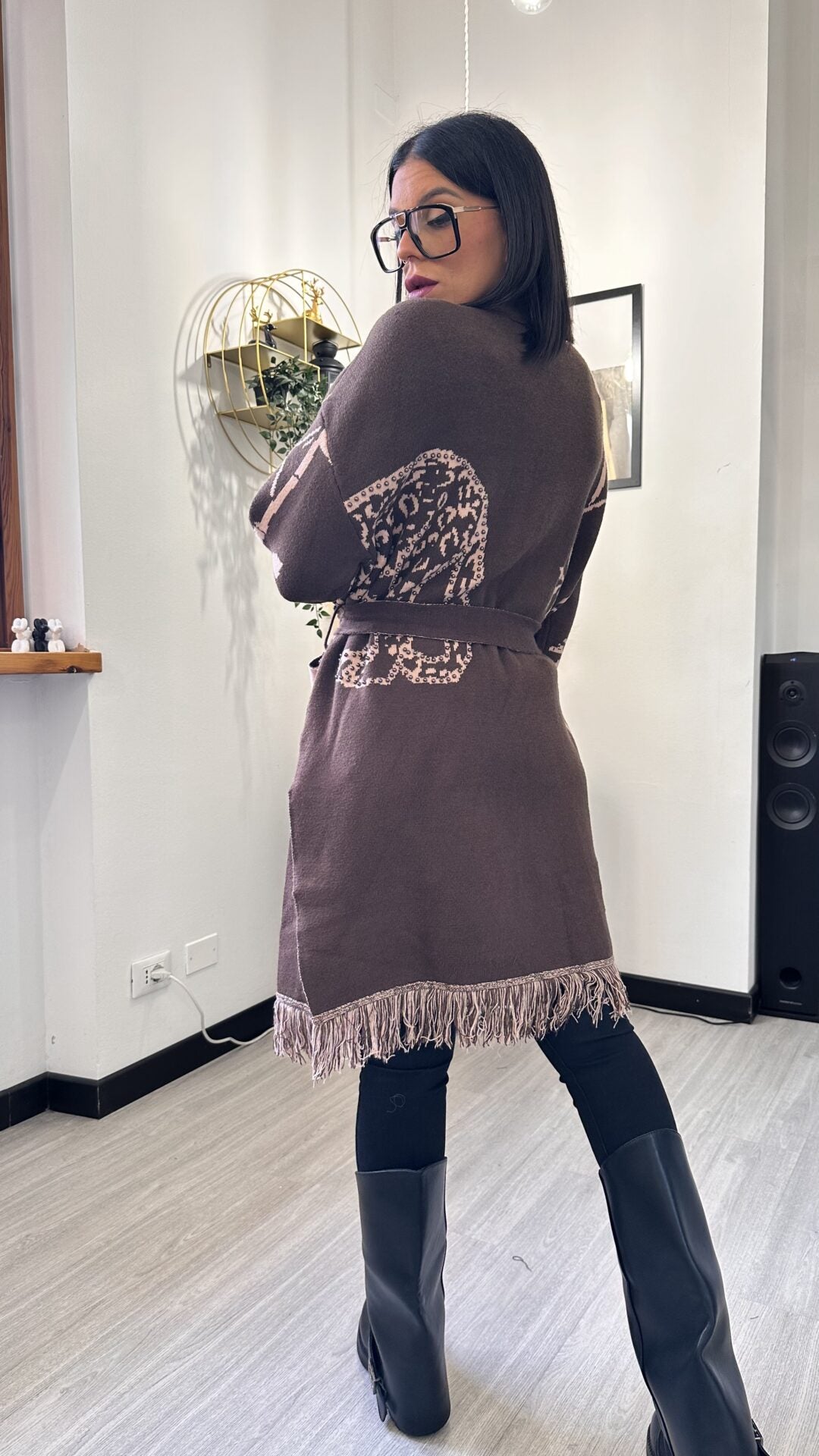 CARDIGAN TIGER MARRONE