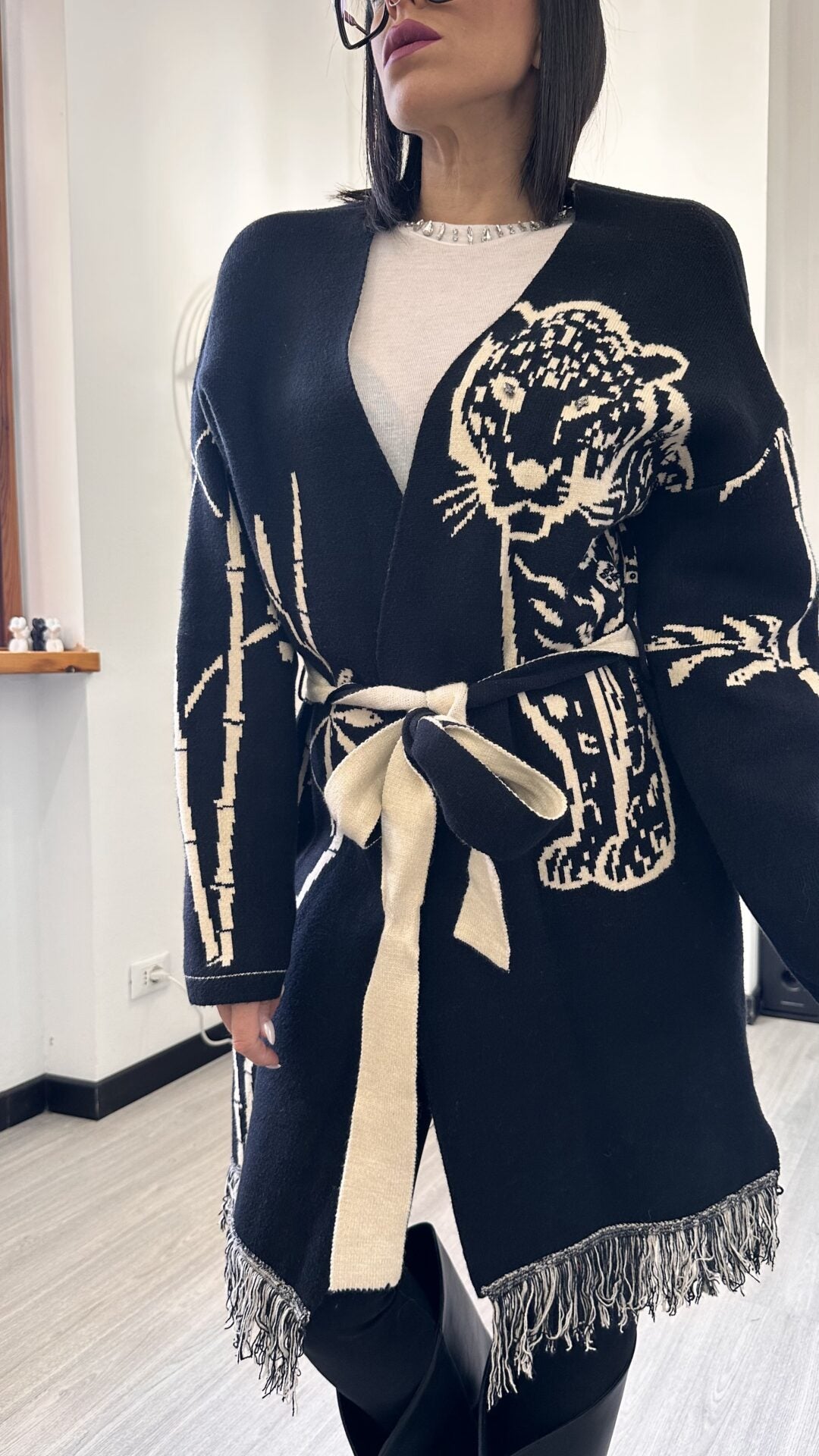 CARDIGAN TIGER NERO