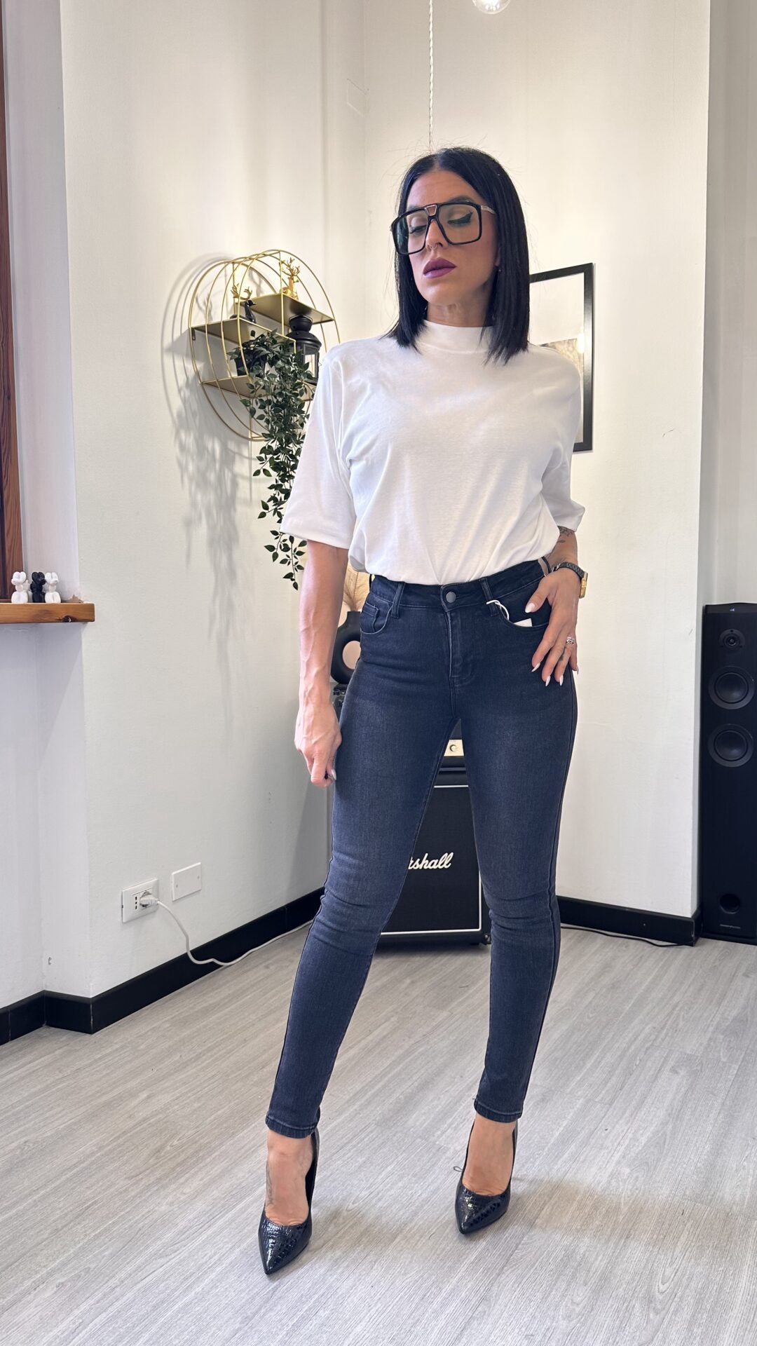 1638 JEANS SKINNY NERO SLAVATO