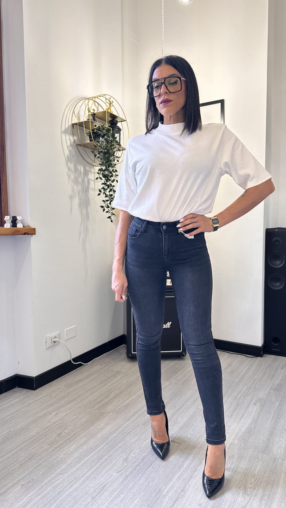 1638 JEANS SKINNY NERO SLAVATO