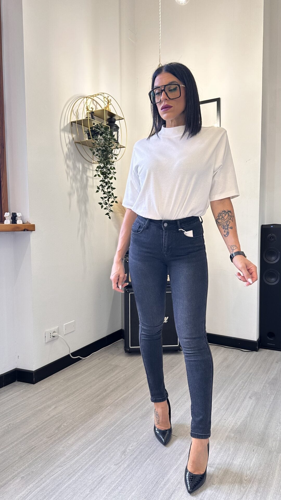 1638 JEANS SKINNY NERO SLAVATO