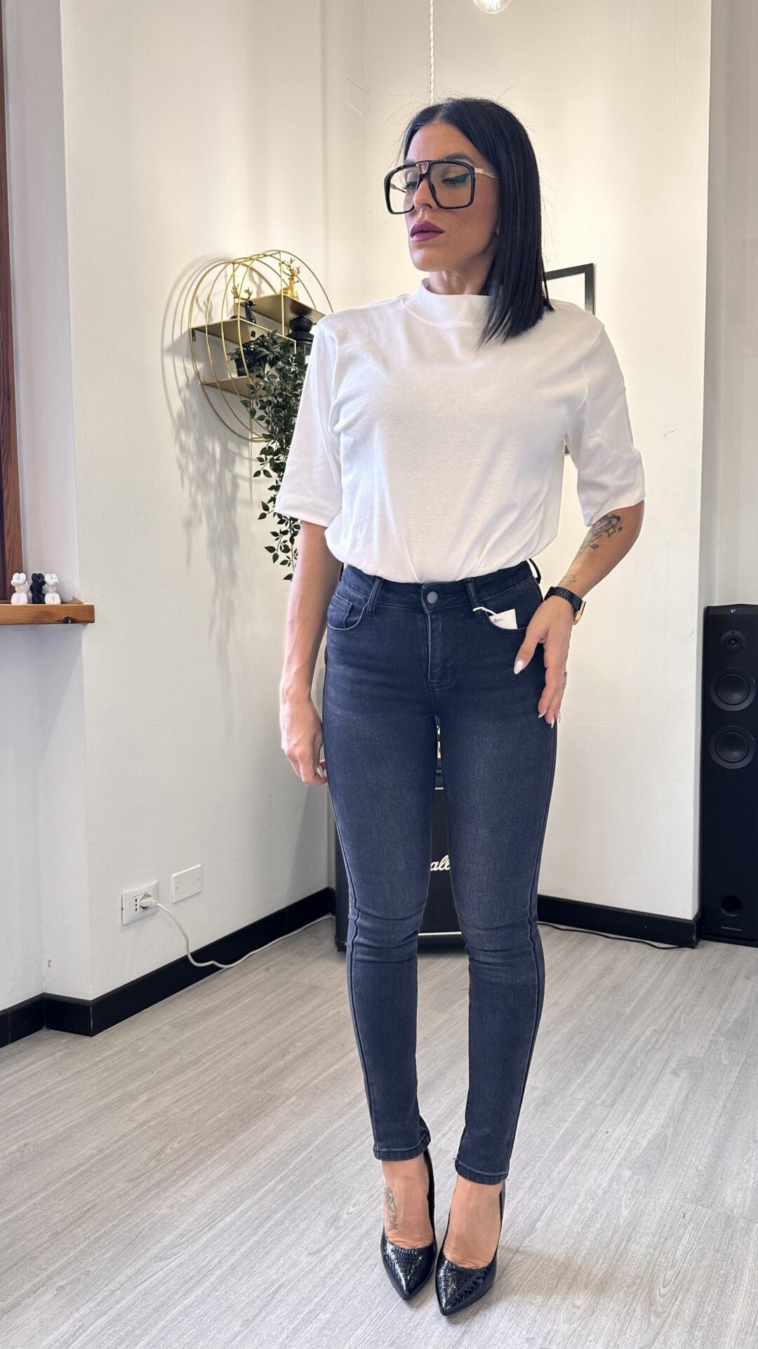 1638 JEANS SKINNY NERO SLAVATO