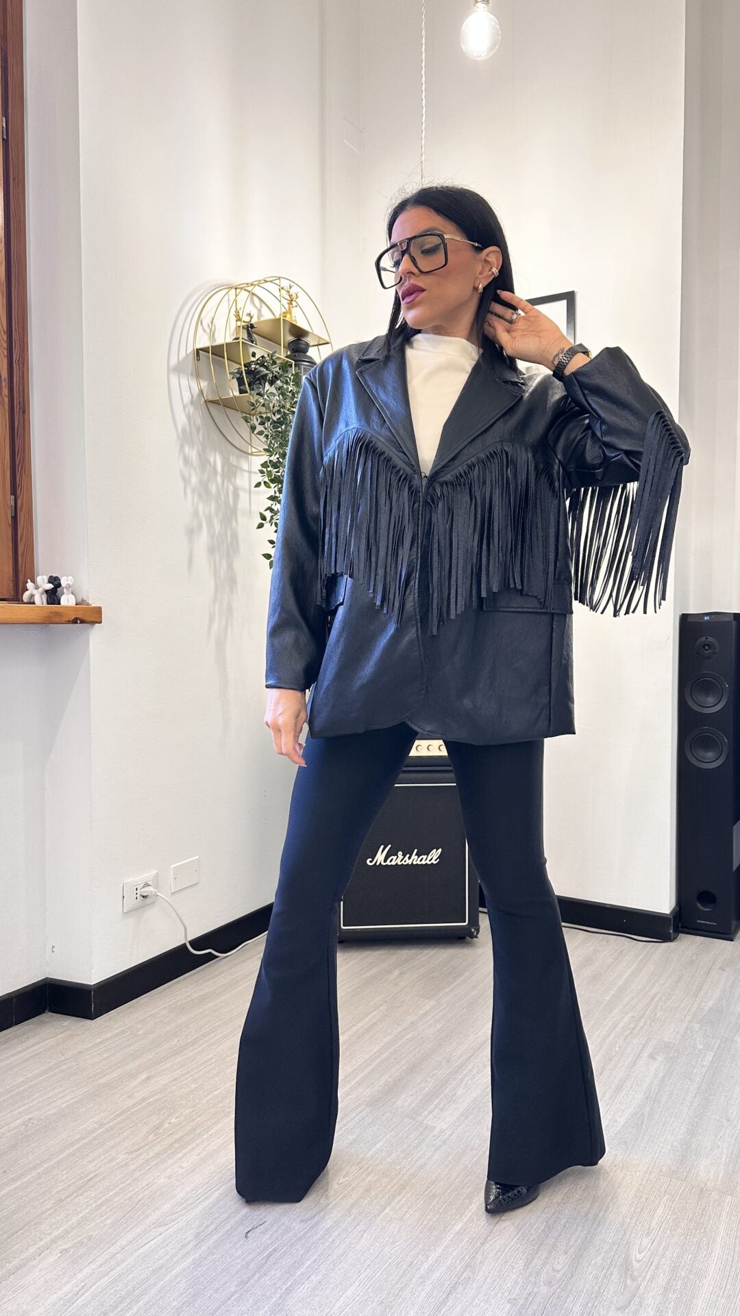 BLAZER IN ECOPELLE CON FRANGE