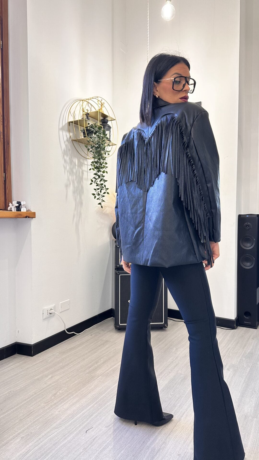 BLAZER IN ECOPELLE CON FRANGE