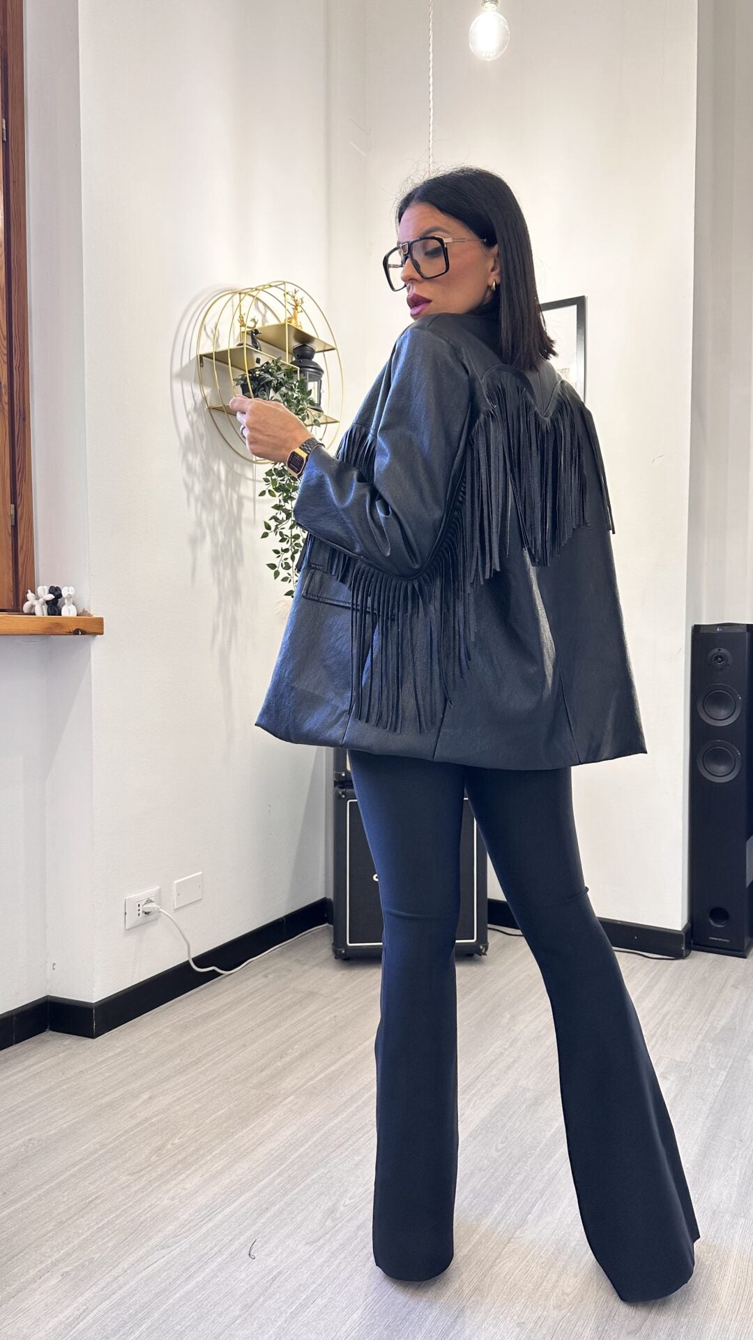 BLAZER IN ECOPELLE CON FRANGE
