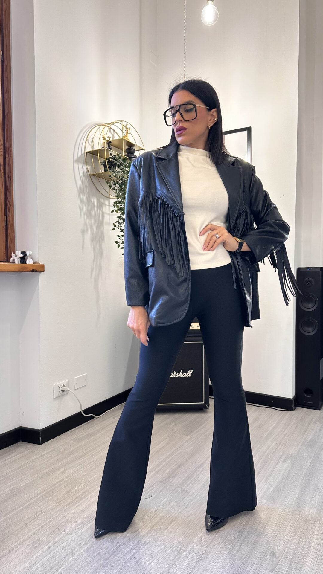 BLAZER IN ECOPELLE CON FRANGE
