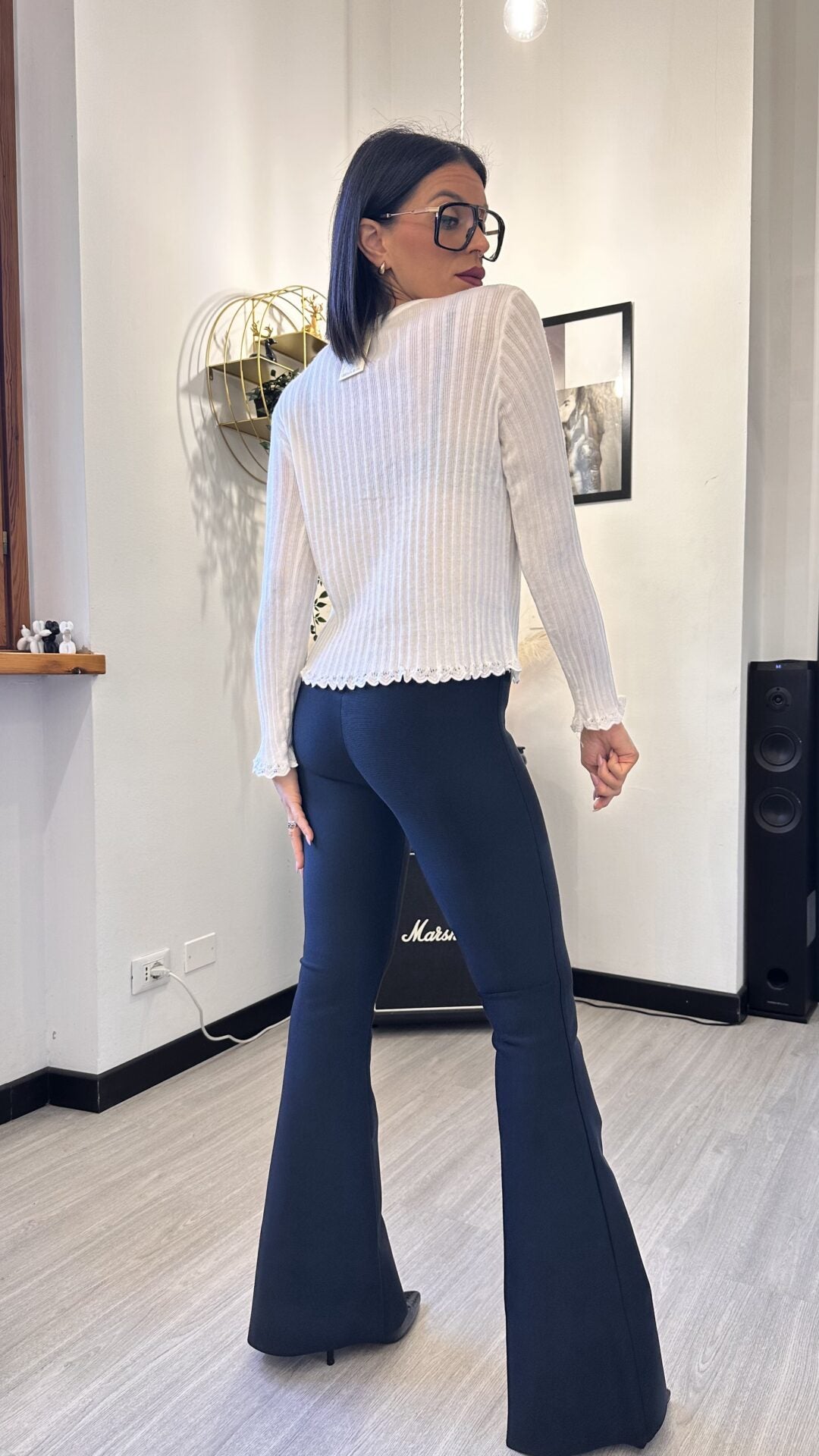 CARDIGAN MINIMAL A COSTINE BIANCO