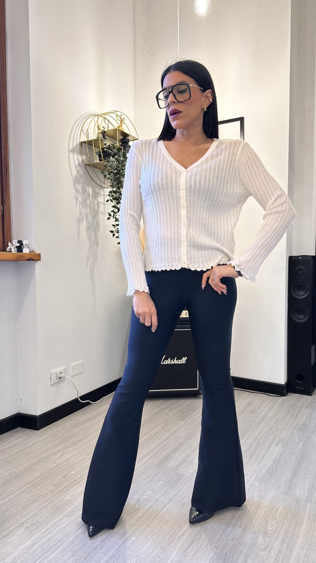 CARDIGAN MINIMAL A COSTINE BIANCO