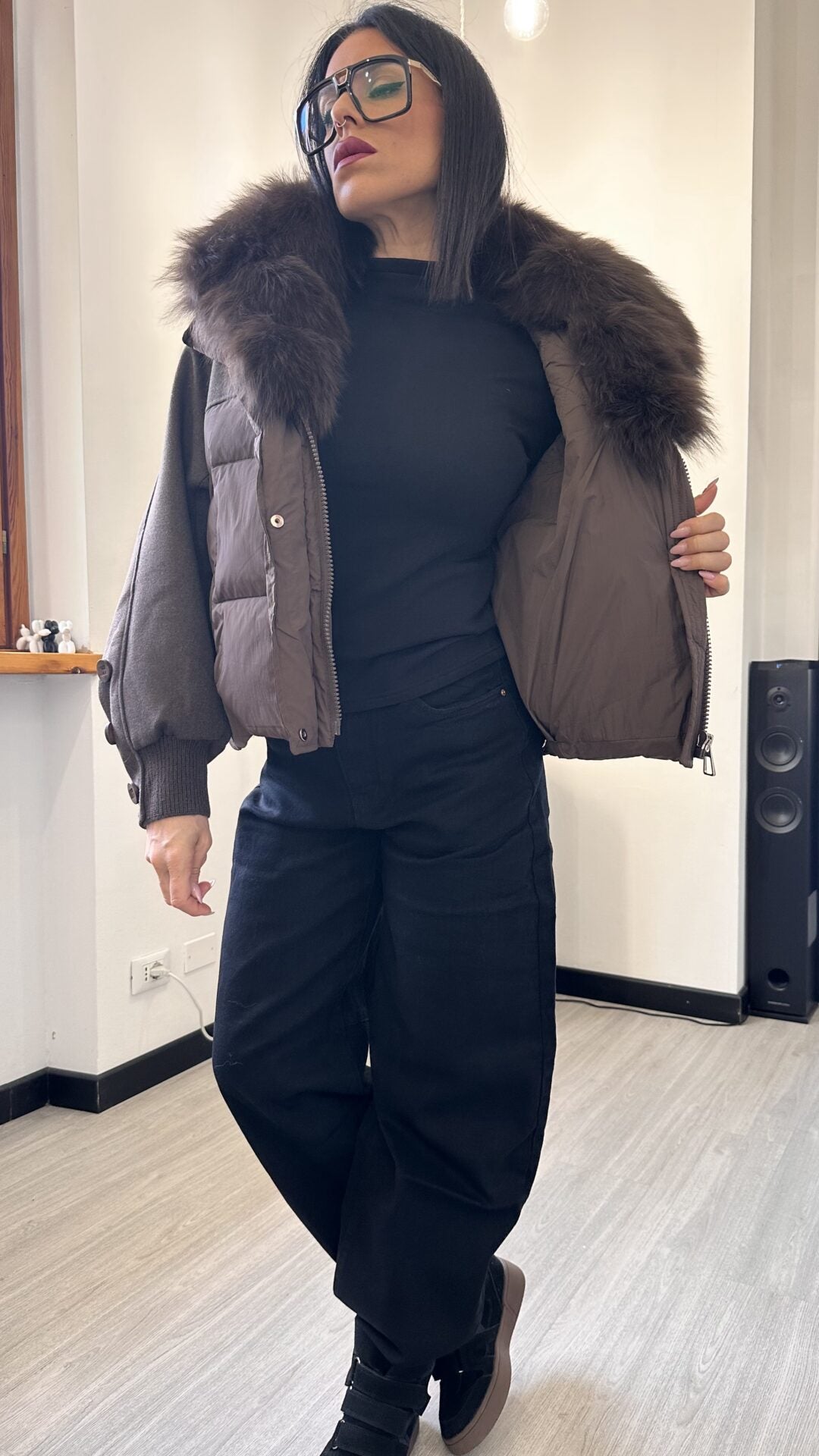 BOMBER CON PELO MARRONE