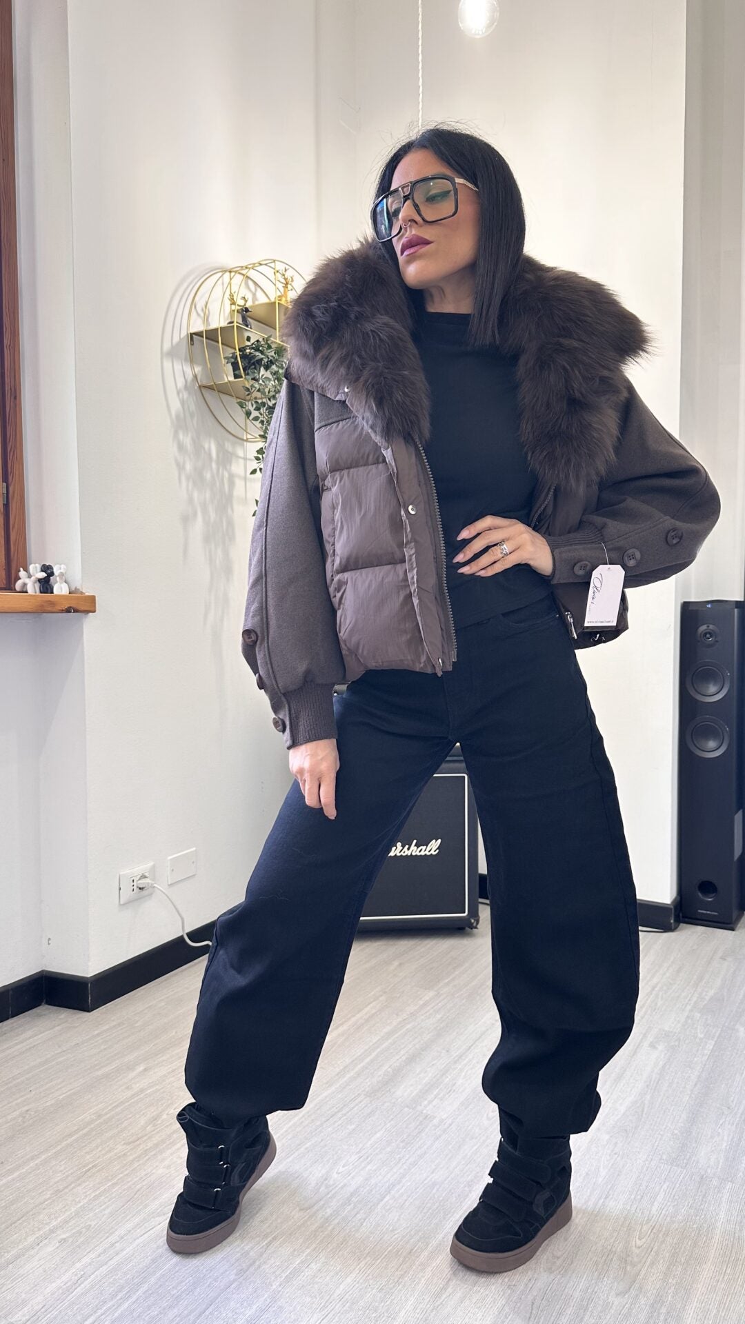 BOMBER CON PELO MARRONE