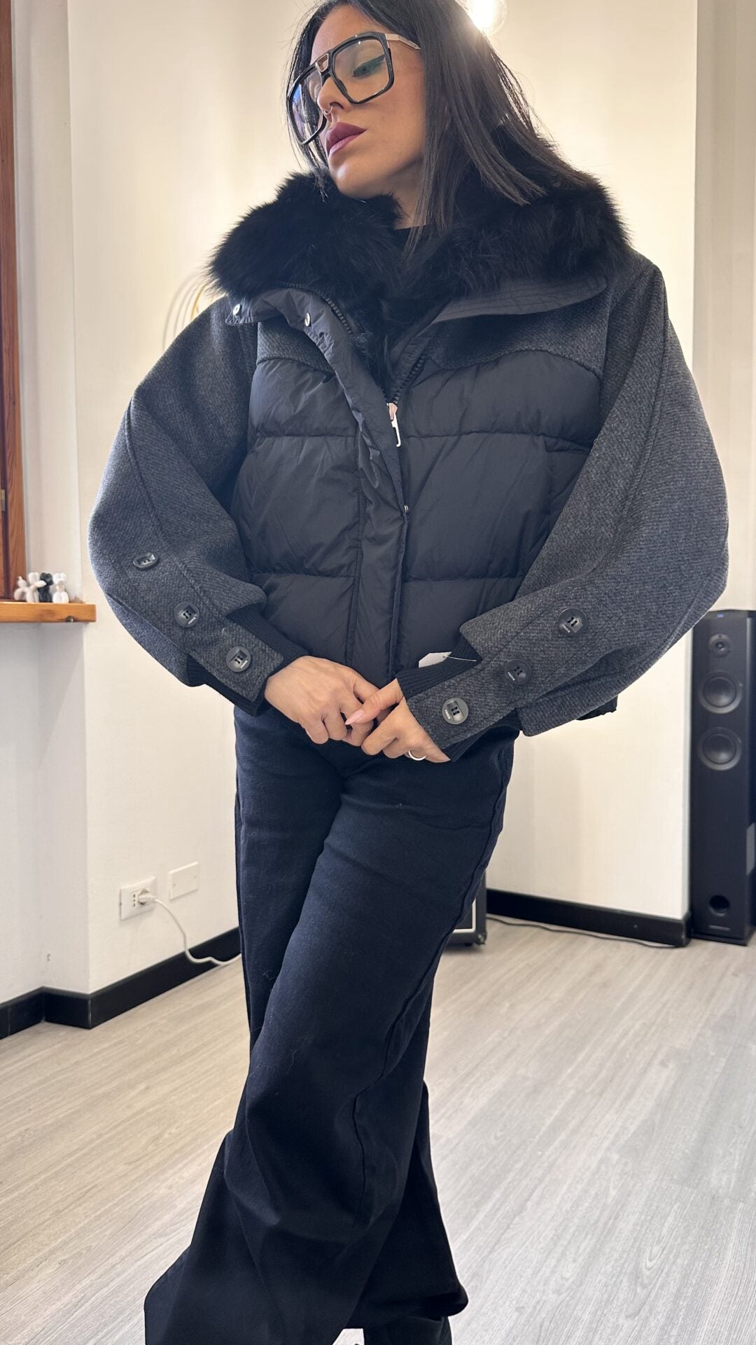BOMBER CON PELO NERO