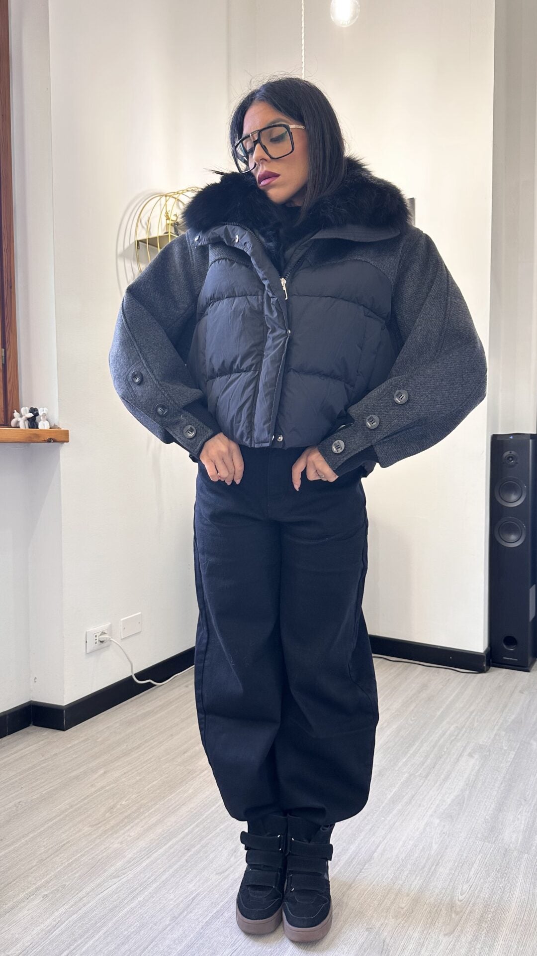 BOMBER CON PELO NERO