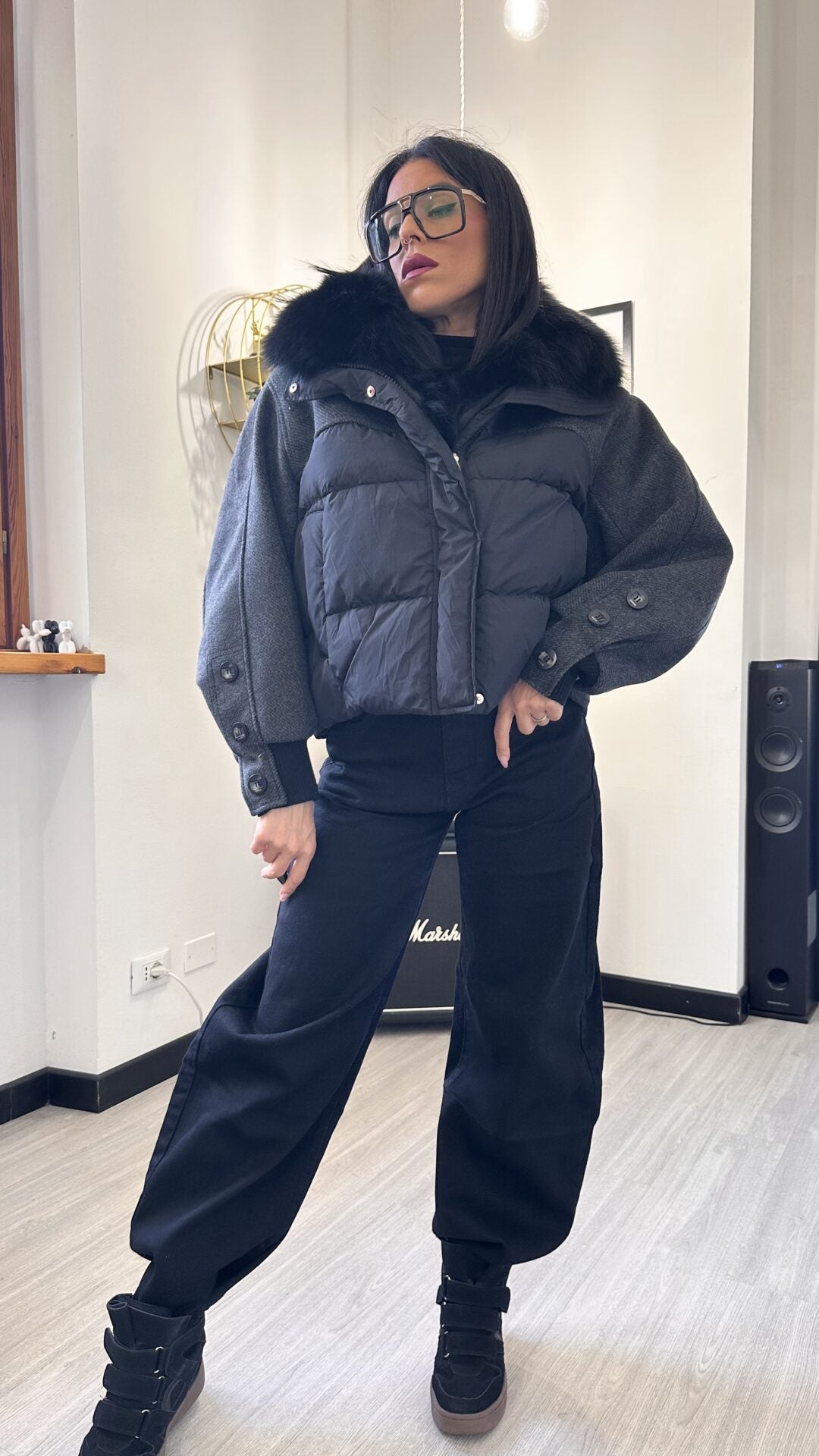 BOMBER CON PELO NERO