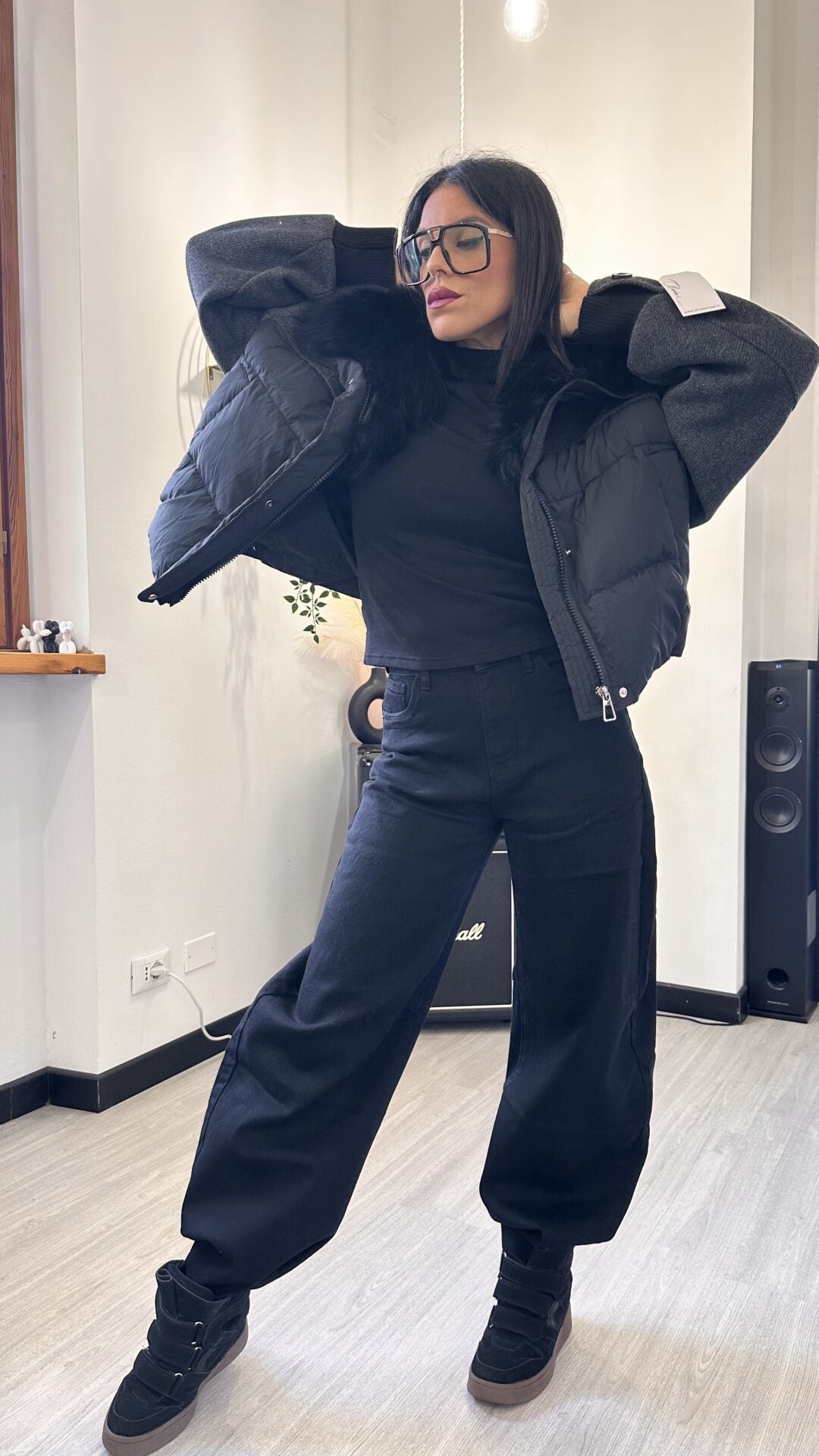 BOMBER CON PELO NERO