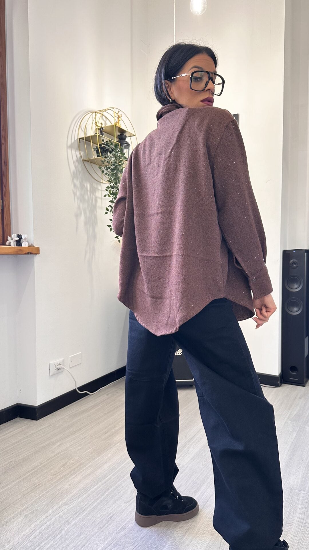 CAMICIA CON FIORELLINI MARRONE