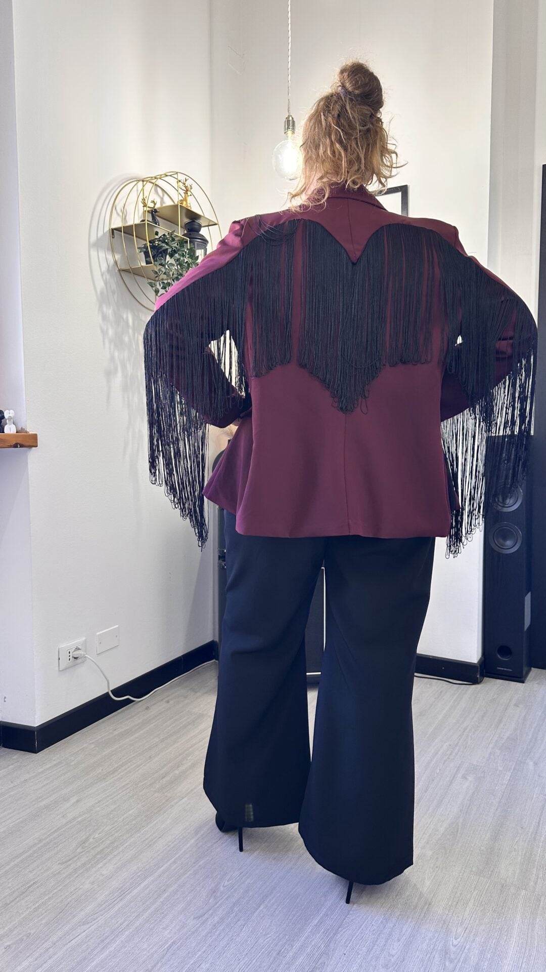 GIACCA CON FRANGE BORDEAUX