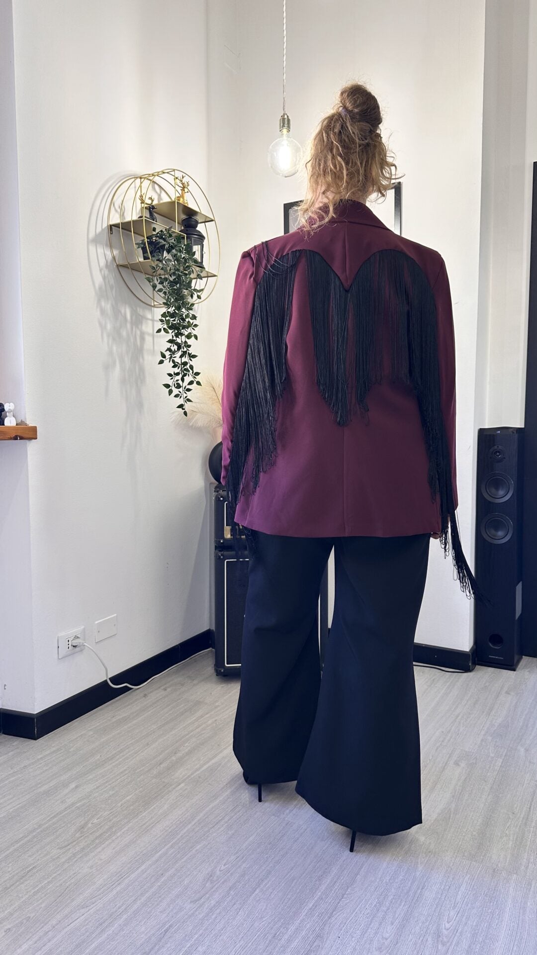 GIACCA CON FRANGE BORDEAUX