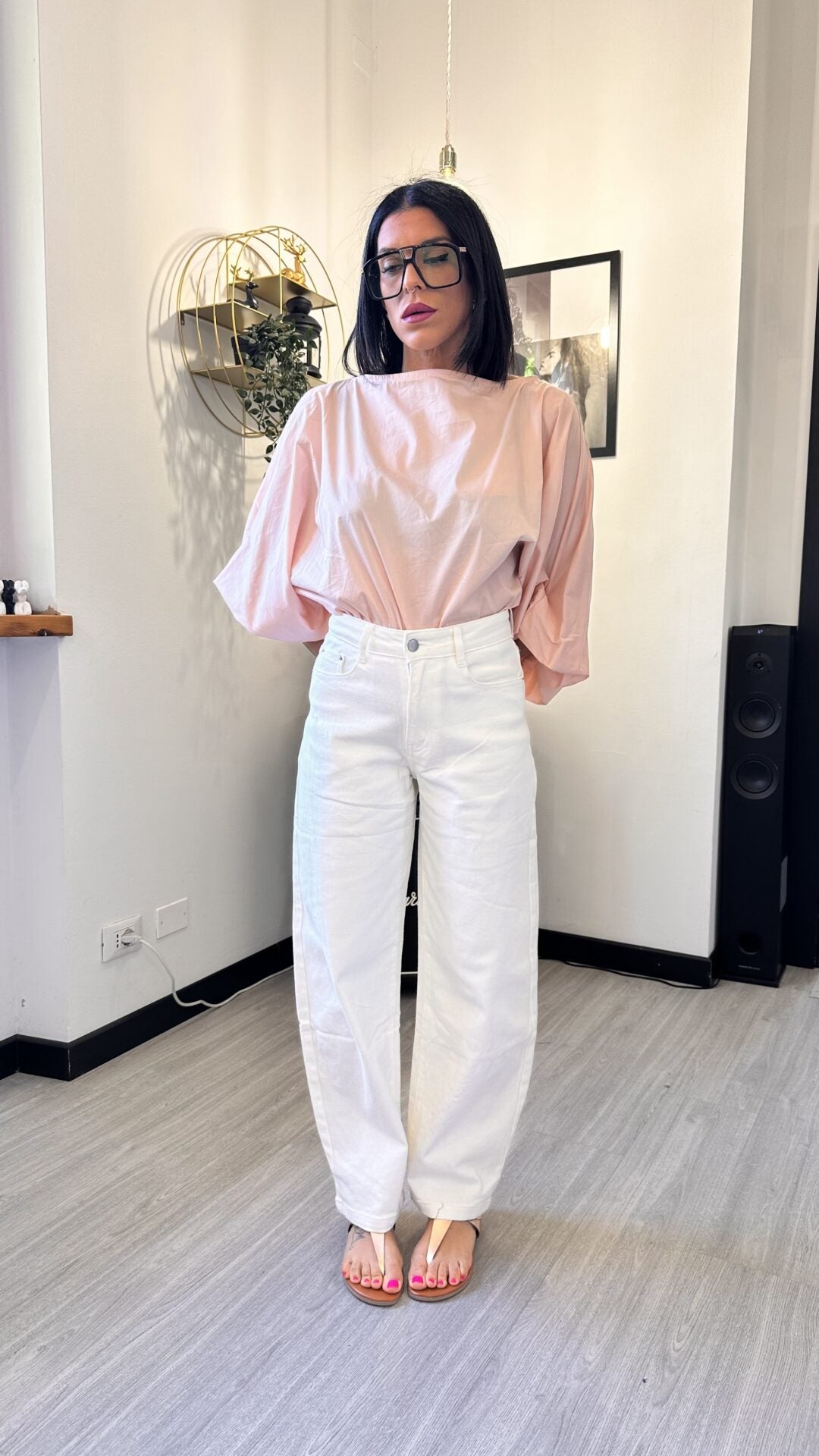 2340 JEANS BALLOON BIANCO