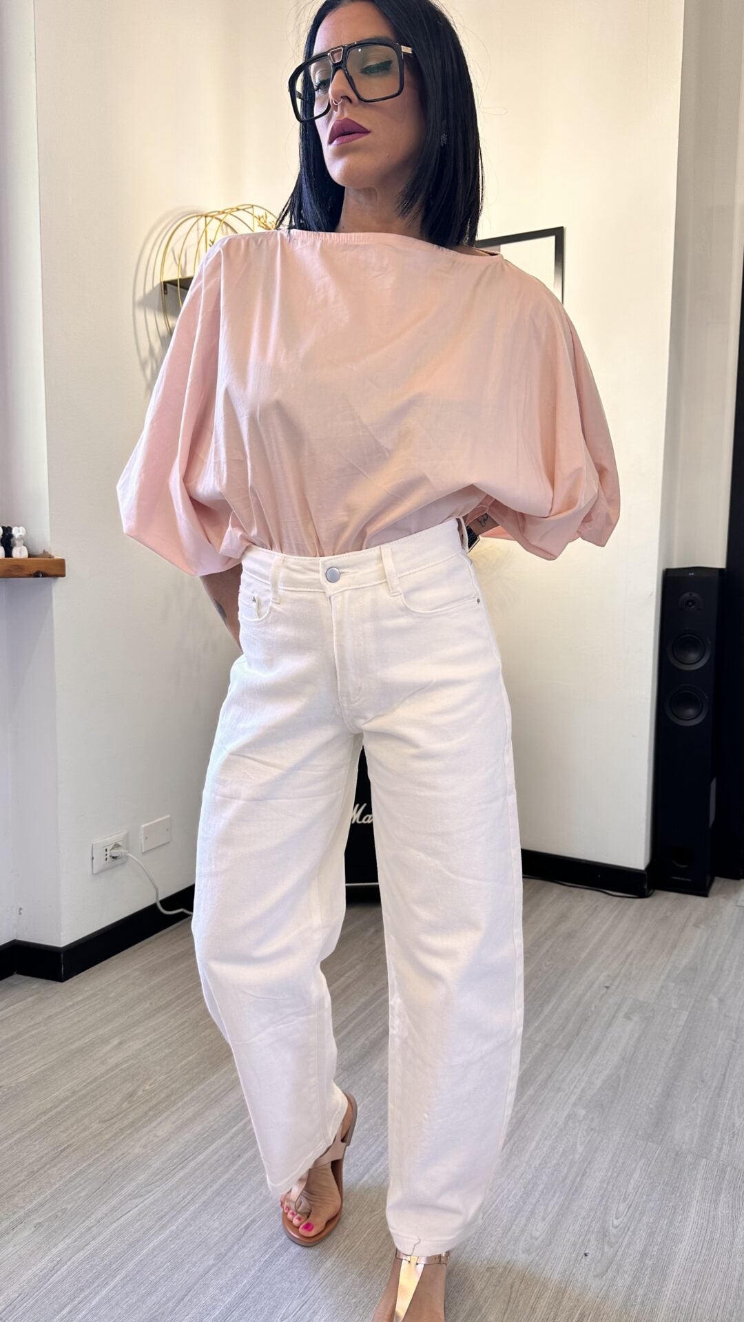 2340 JEANS BALLOON BIANCO
