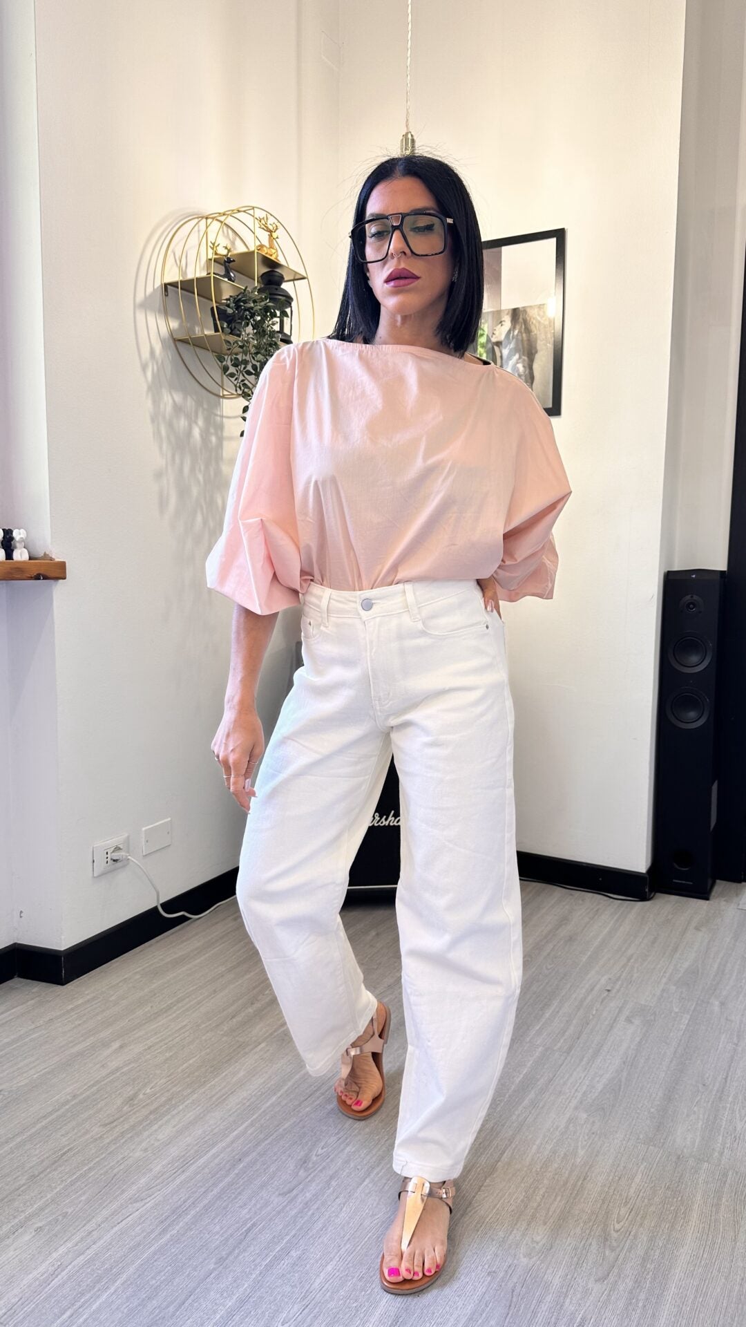 2340 JEANS BALLOON BIANCO