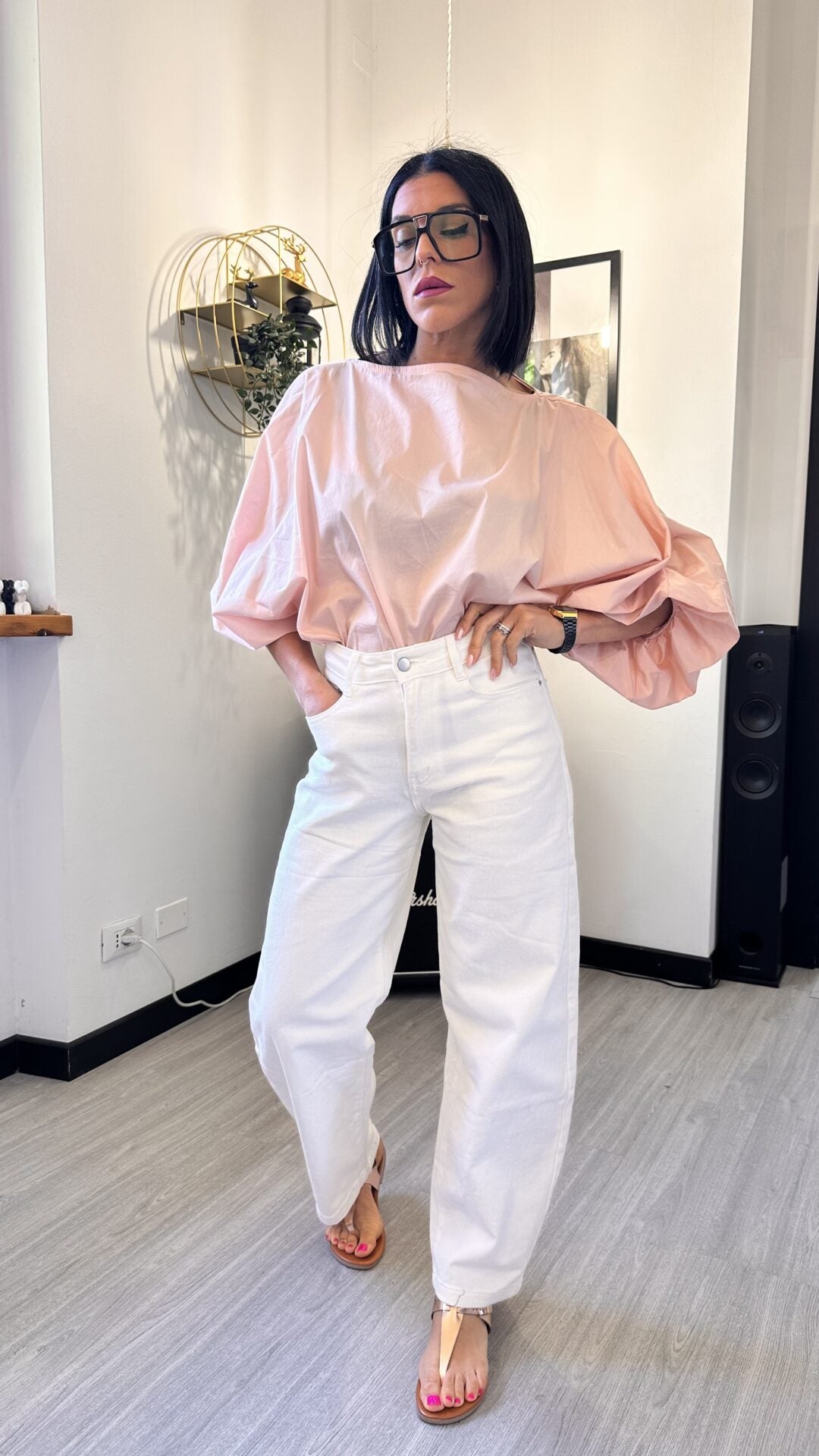 2340 JEANS BALLOON BIANCO (L)