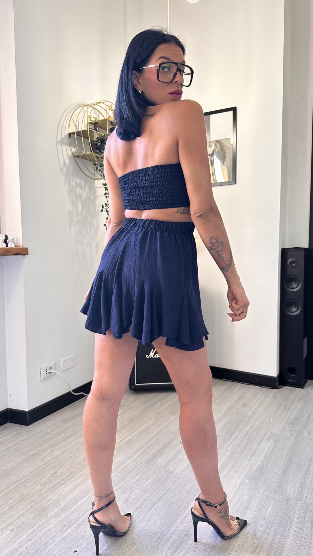 COORDINATO GONNA TOP BLU