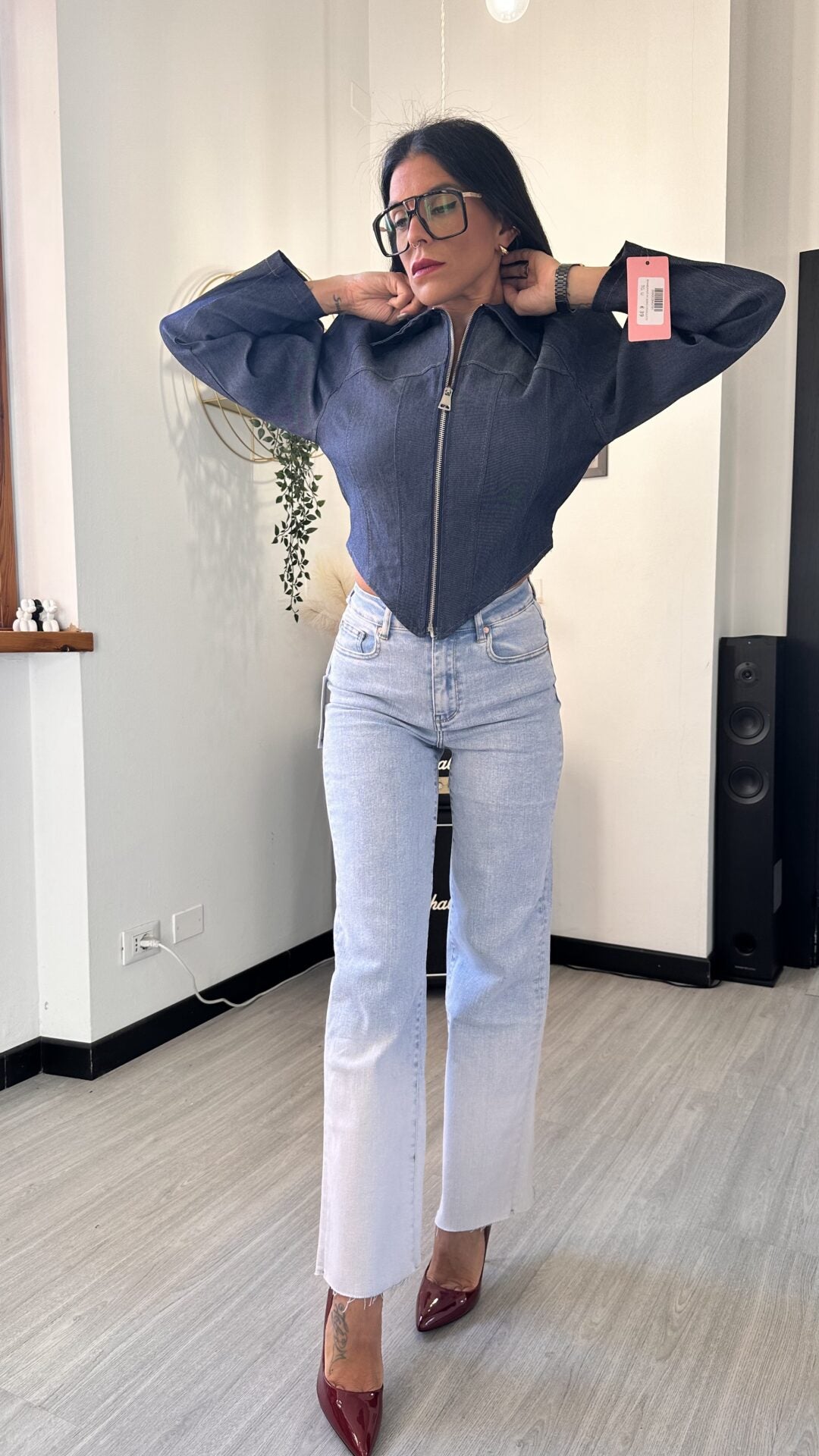 BOMBERINO IN JEANS ONDULATO