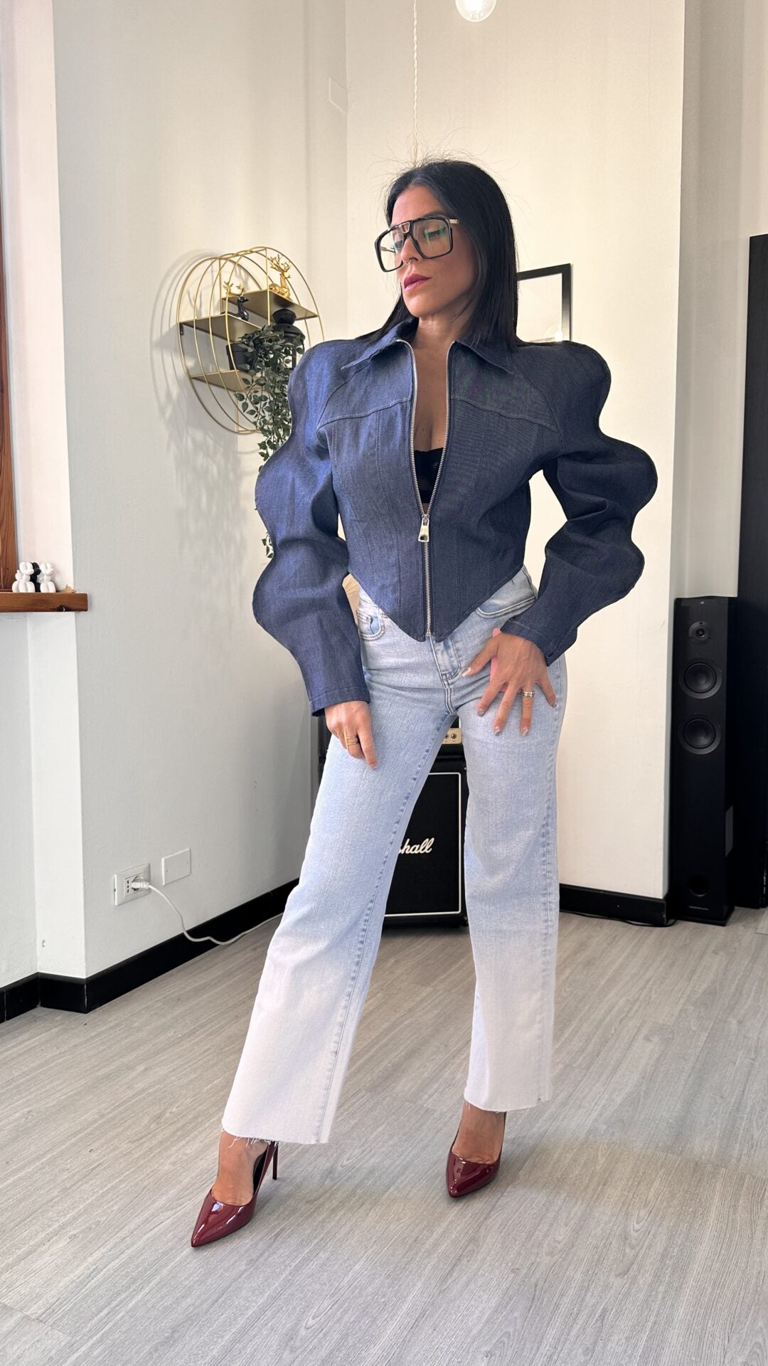 BOMBERINO IN JEANS ONDULATO