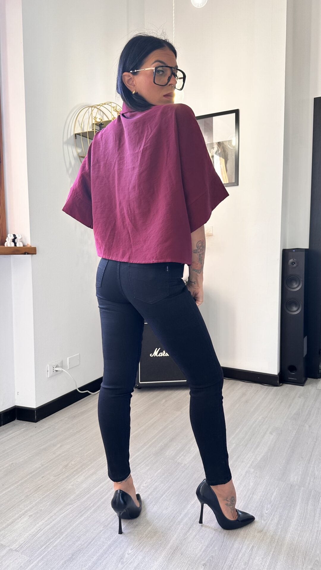 CAMICIA MORBIDA MANICA CORTA BORDEAUX