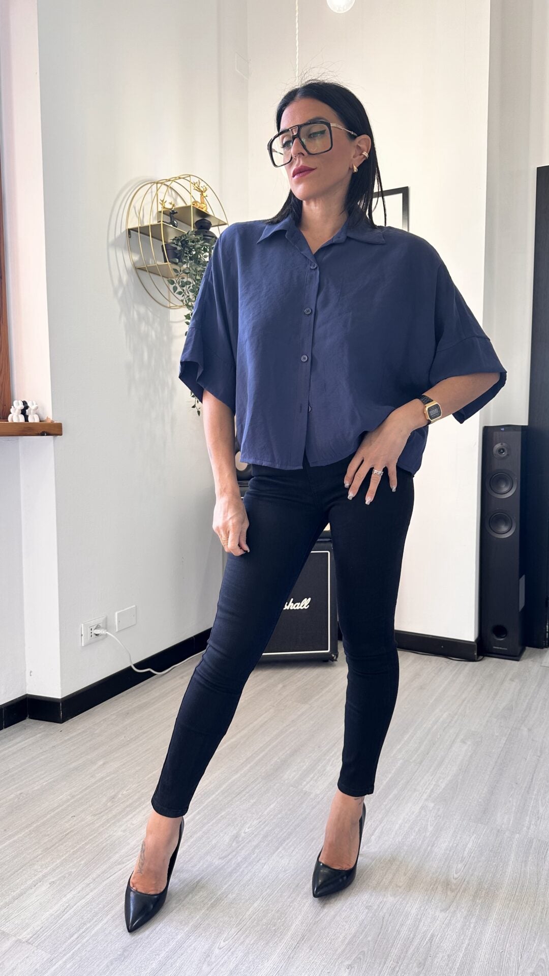 CAMICIA MORBIDA MANICA CORTA BLU