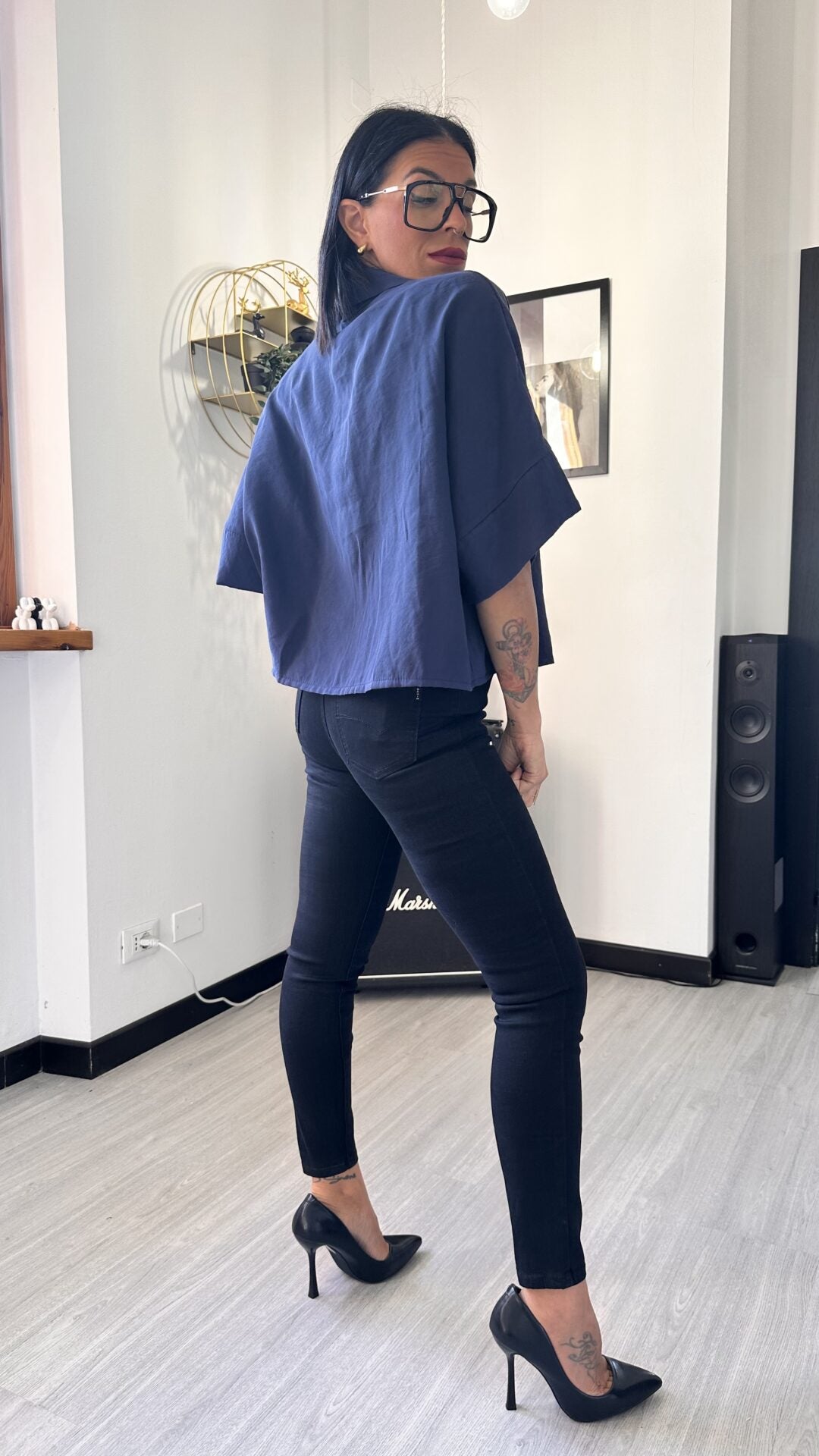 CAMICIA MORBIDA MANICA CORTA BLU