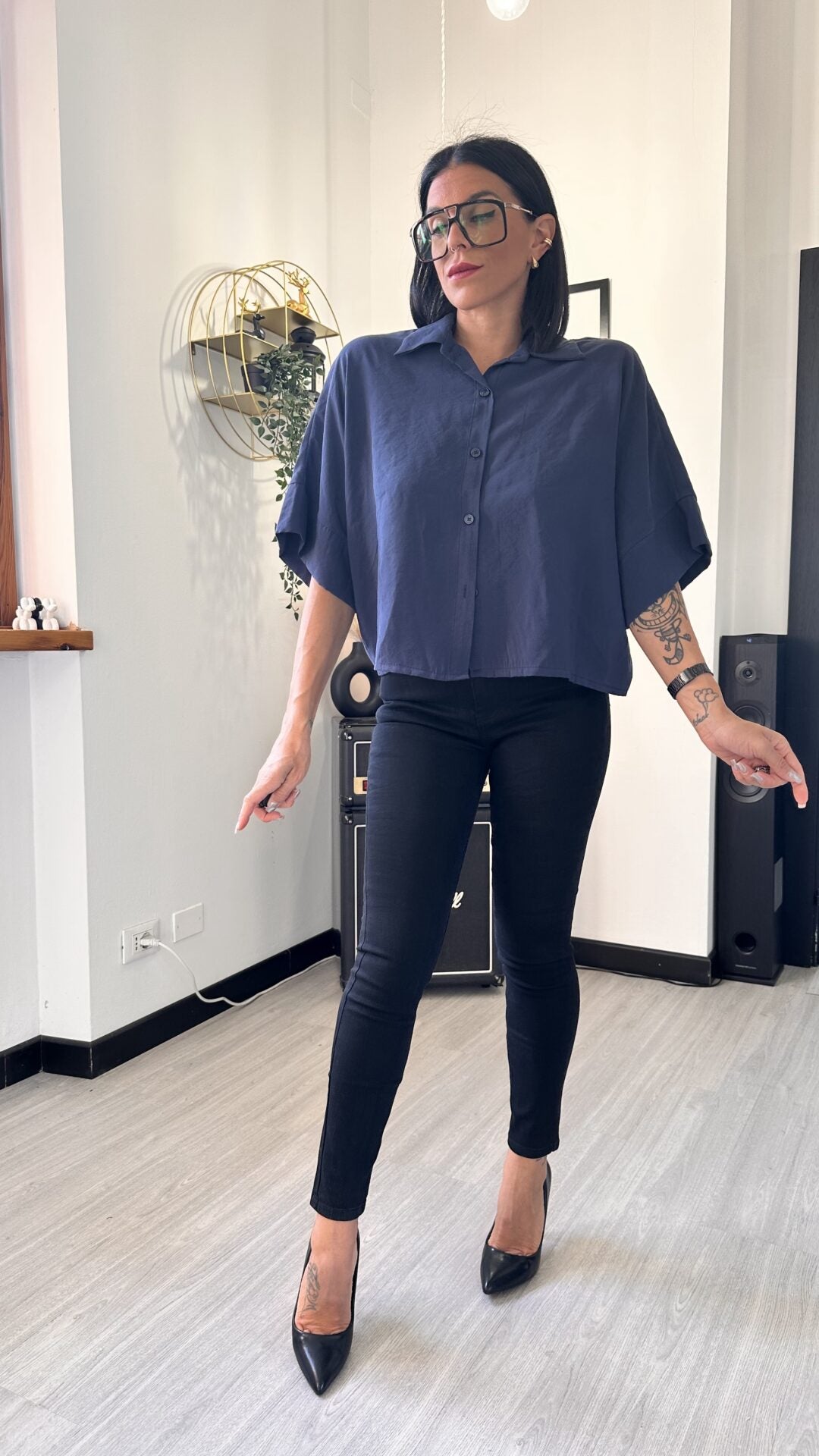 CAMICIA MORBIDA MANICA CORTA BLU