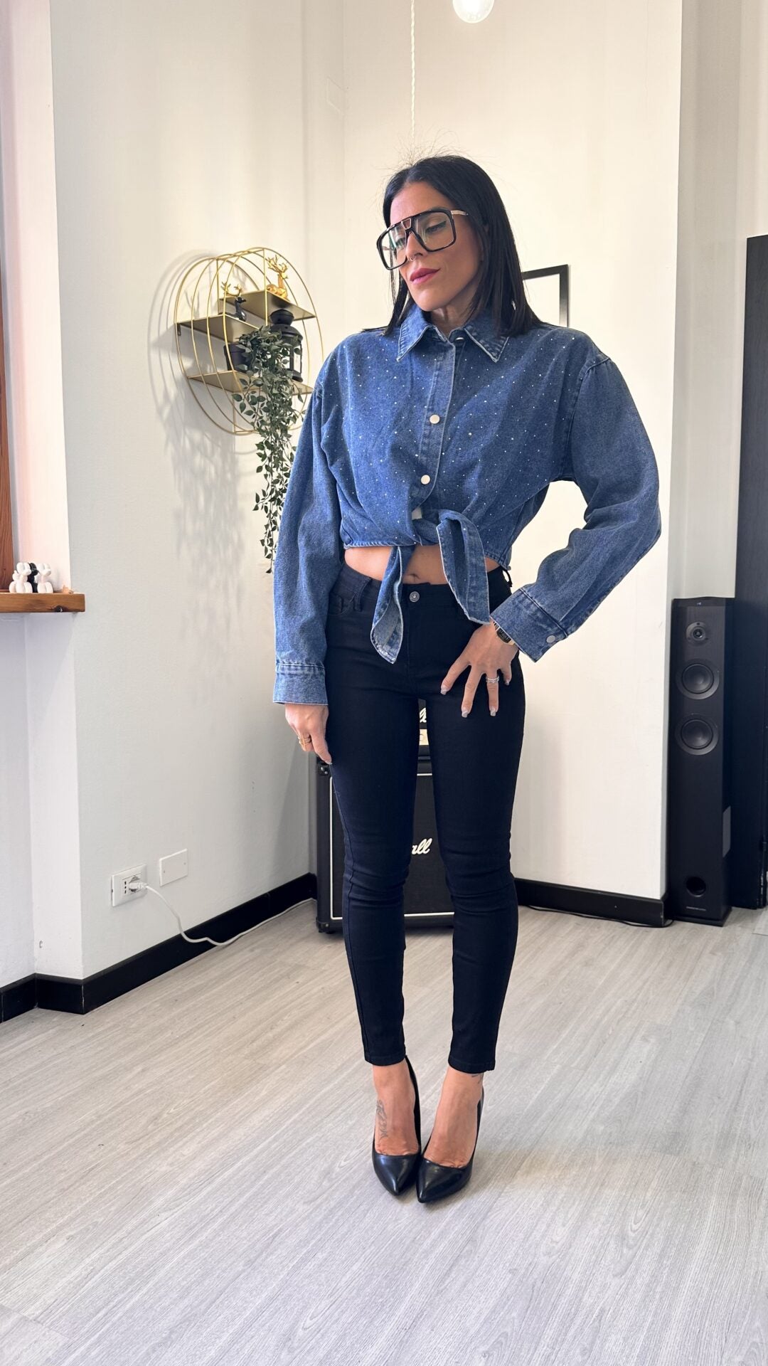 CAMICIA IN JEANS LUREX