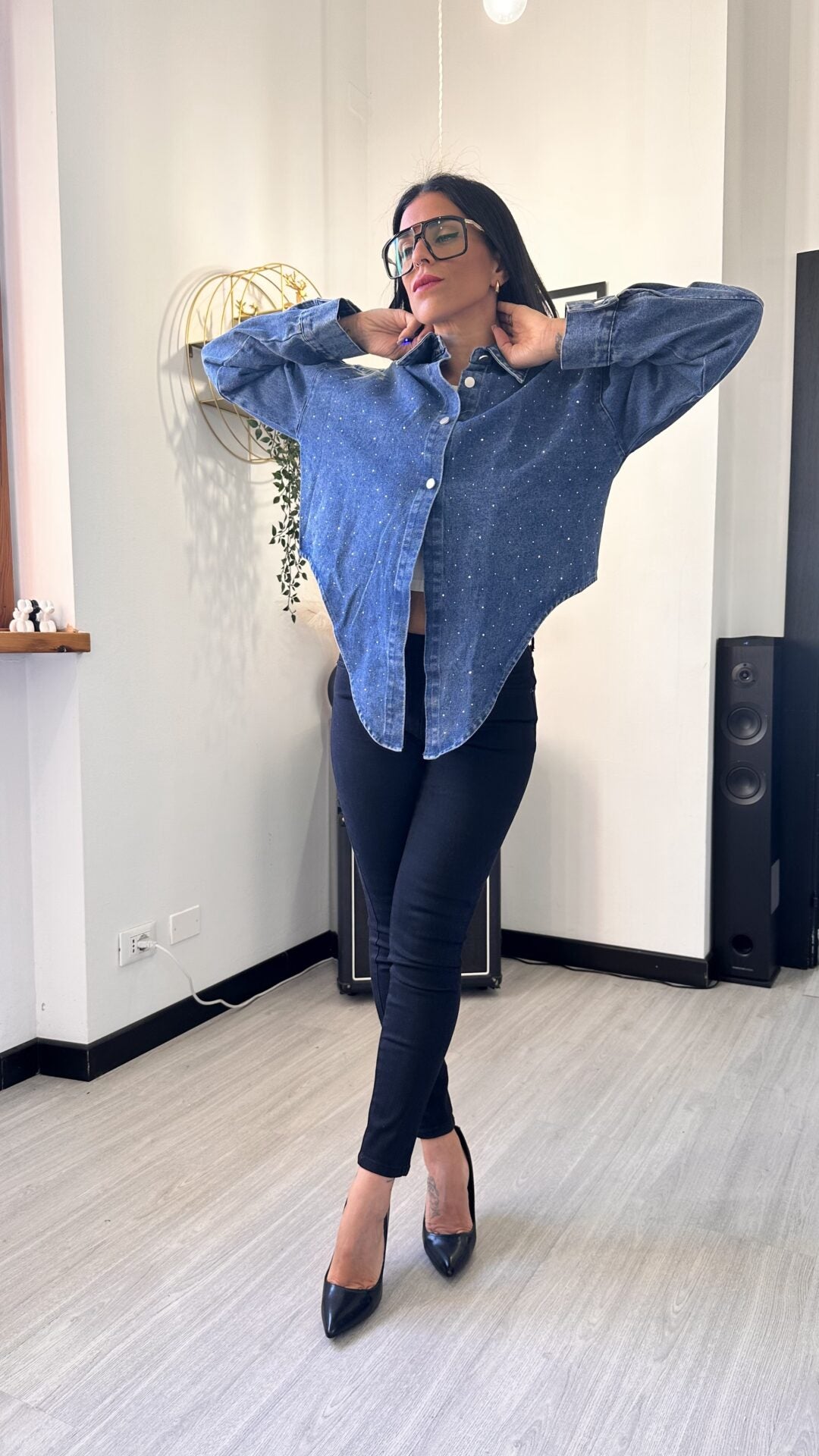 CAMICIA IN JEANS LUREX