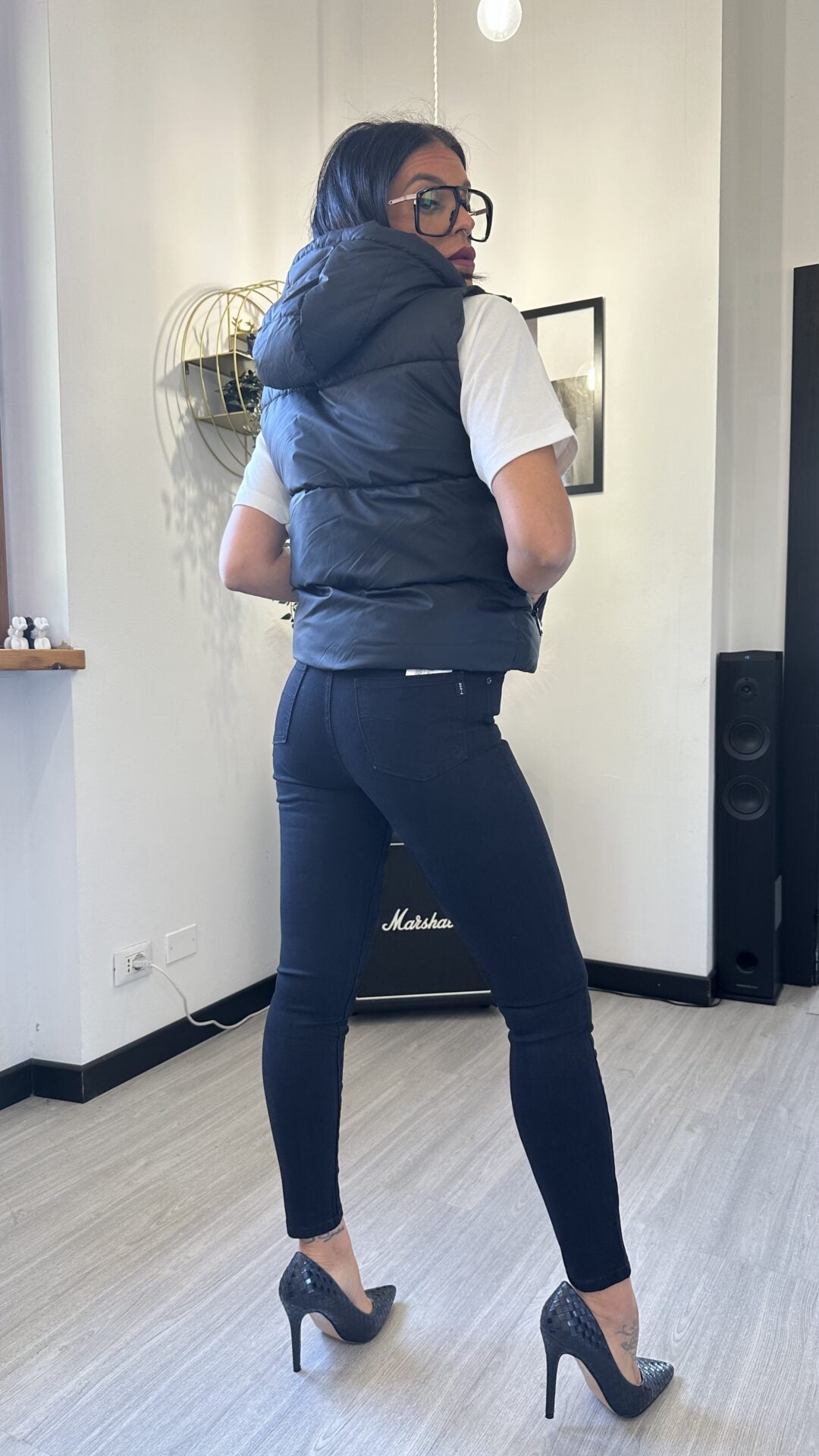 BOMBER SMANICATO NERO (L)