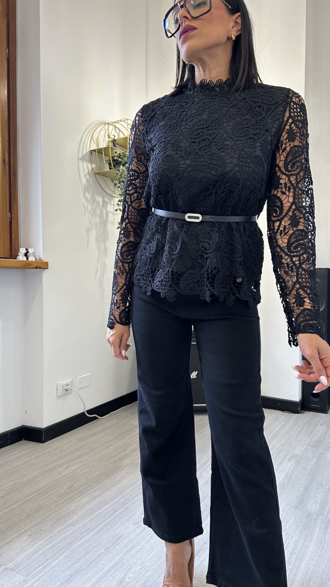 MAGLIA MANICA LUNGA MACRAME