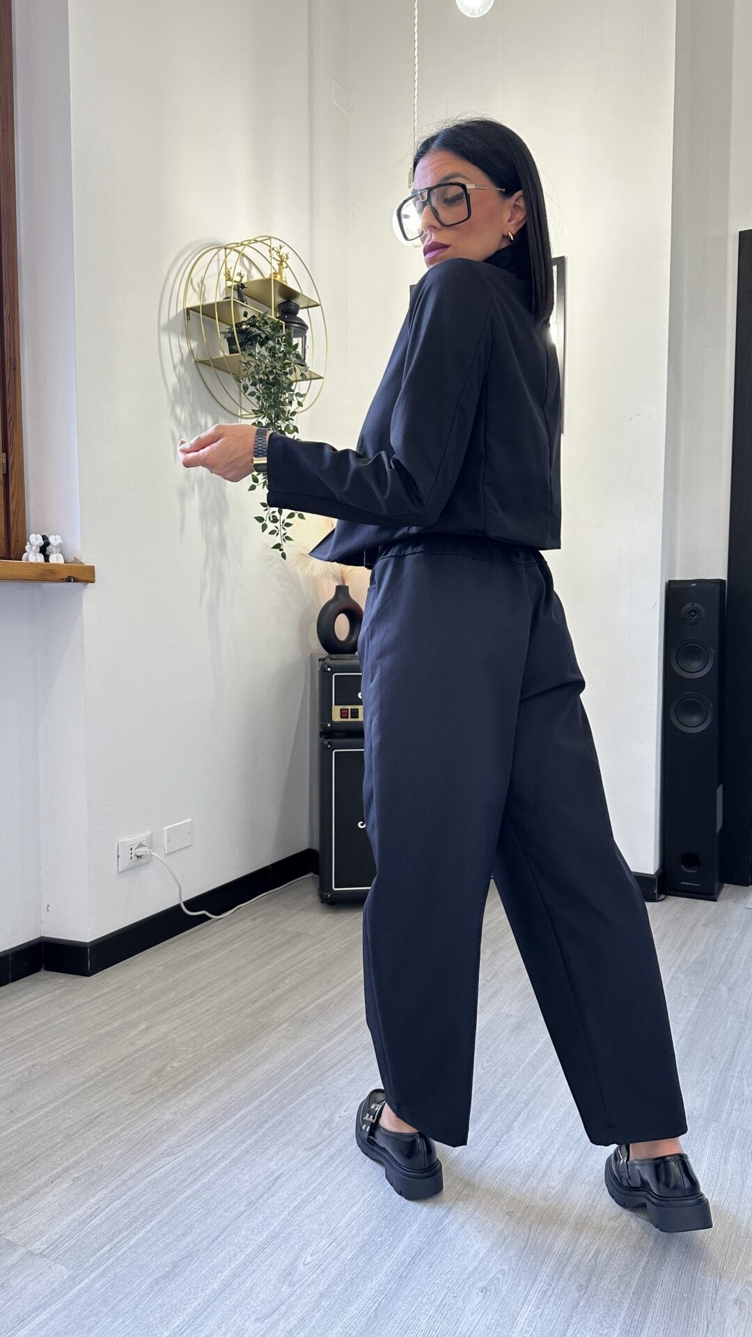 COORDINATO GIACCA E PANTALONE BALLOON NERO