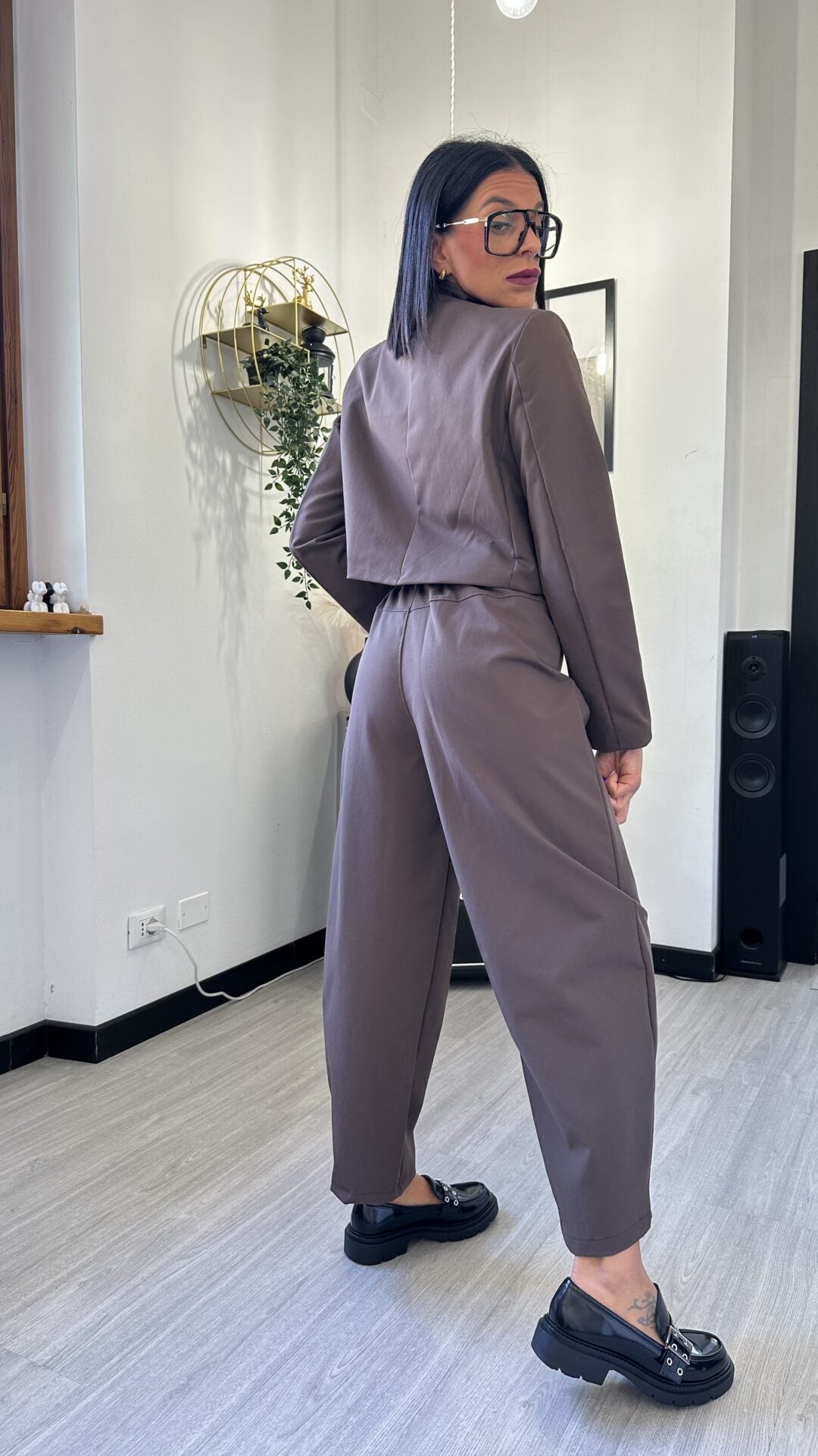 COORDINATO GIACCA E PANTALONE BALLOON MARRONE