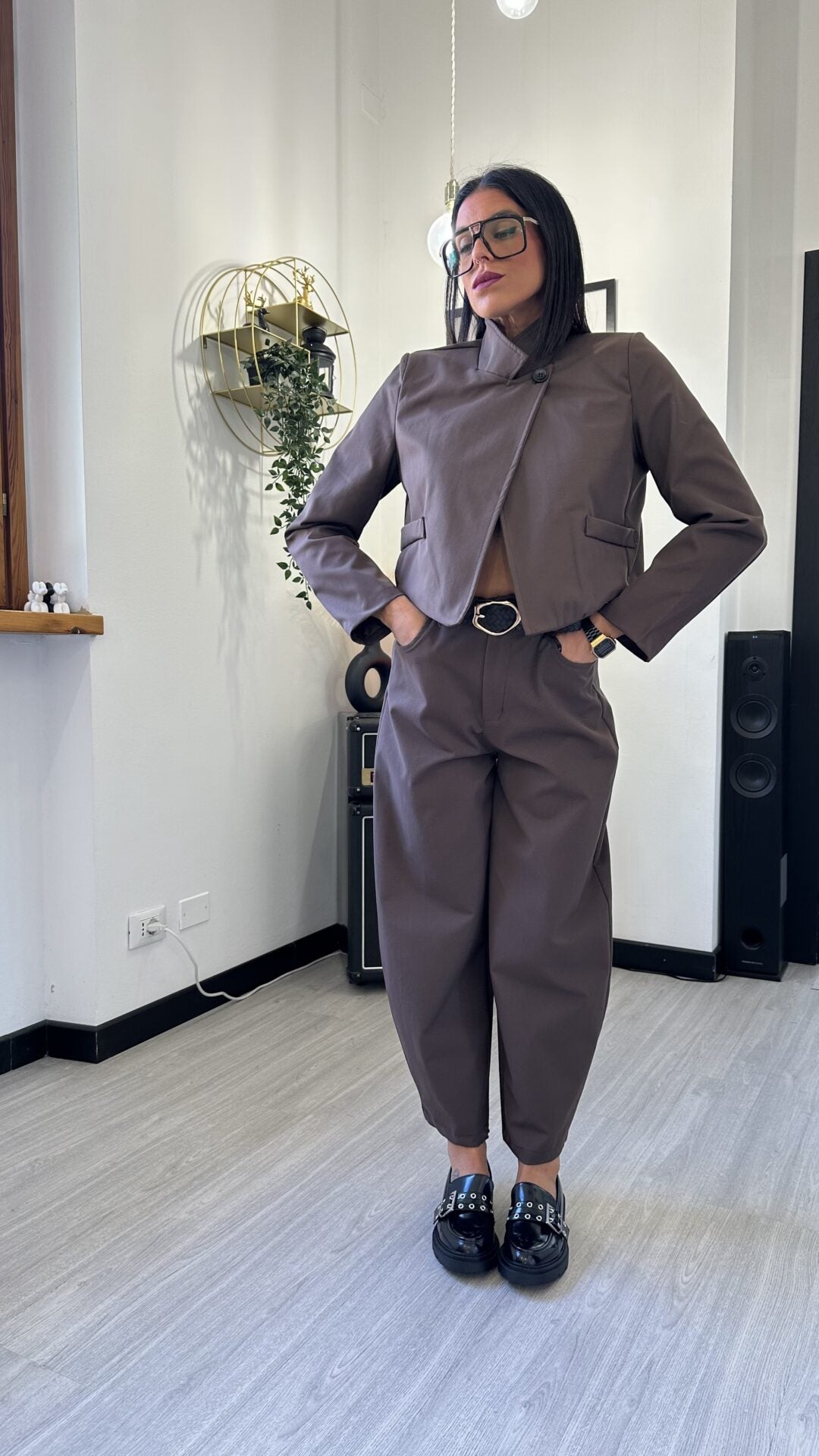 COORDINATO GIACCA E PANTALONE BALLOON MARRONE