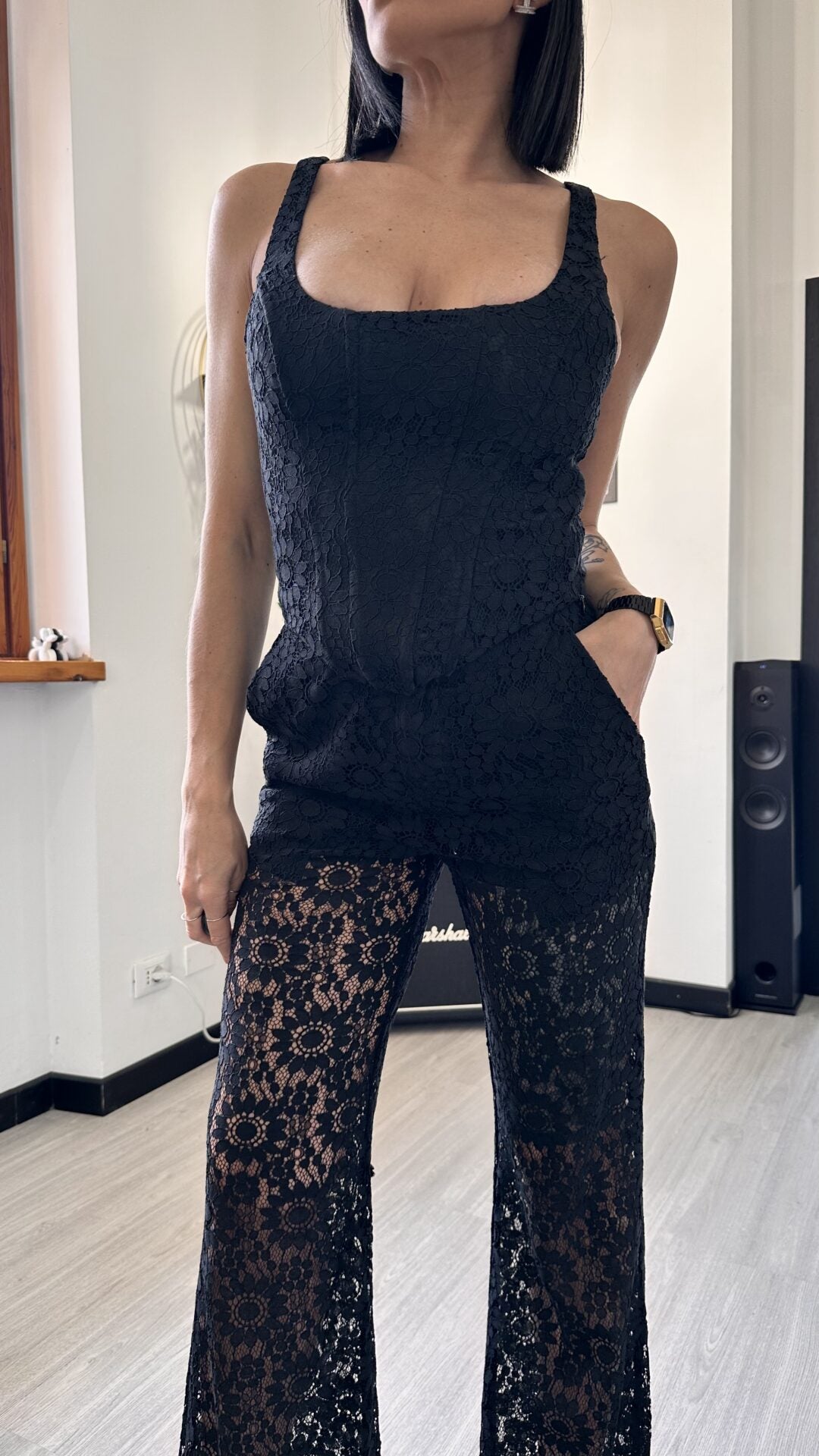 PANTALONE IN PIZZO NERO (M)
