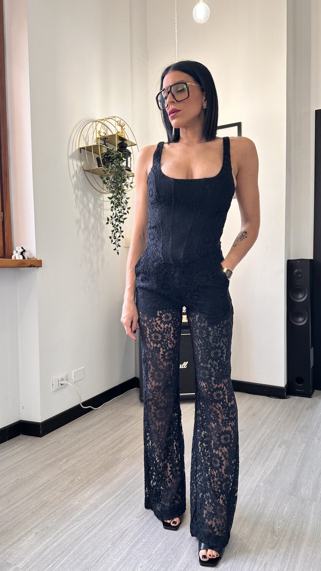 PANTALONE IN PIZZO NERO (M)