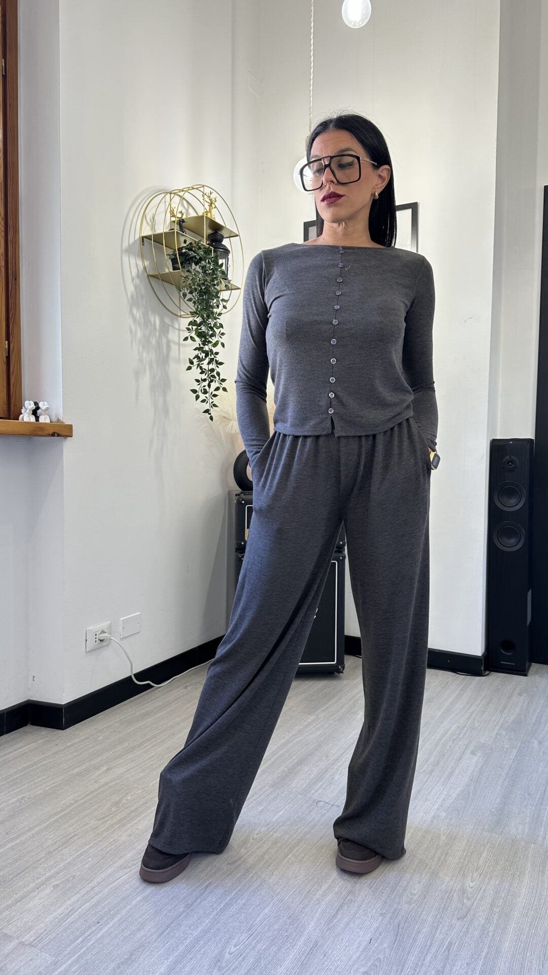 MAGLIETTA FAKEBUTTON GRIGIA