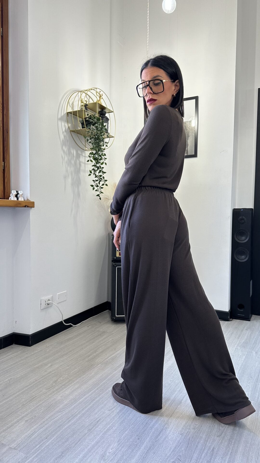 MAGLIETTA FAKEBUTTON MARRONE