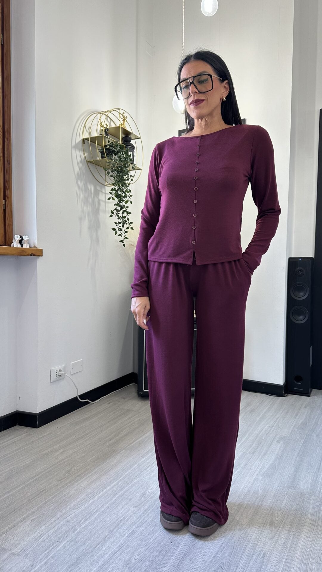 MAGLIETTA FAKEBUTTON BORDEAUX