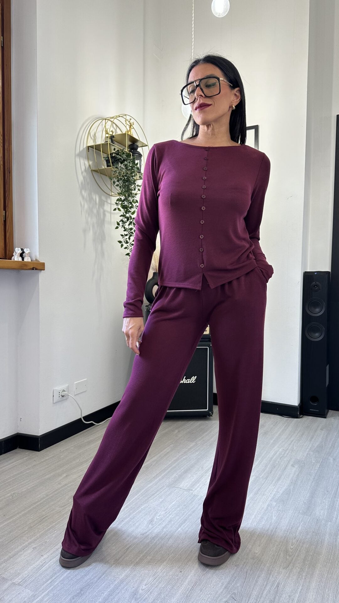 MAGLIETTA FAKEBUTTON BORDEAUX